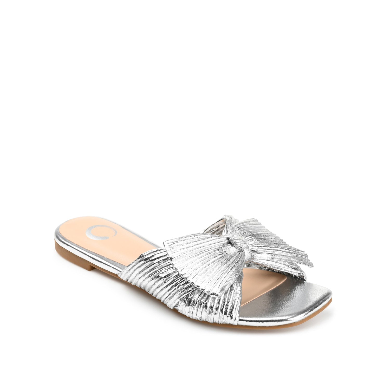 SERLINA PLEATED SLIDE SANDALS IN FOIL - Silver PU 2