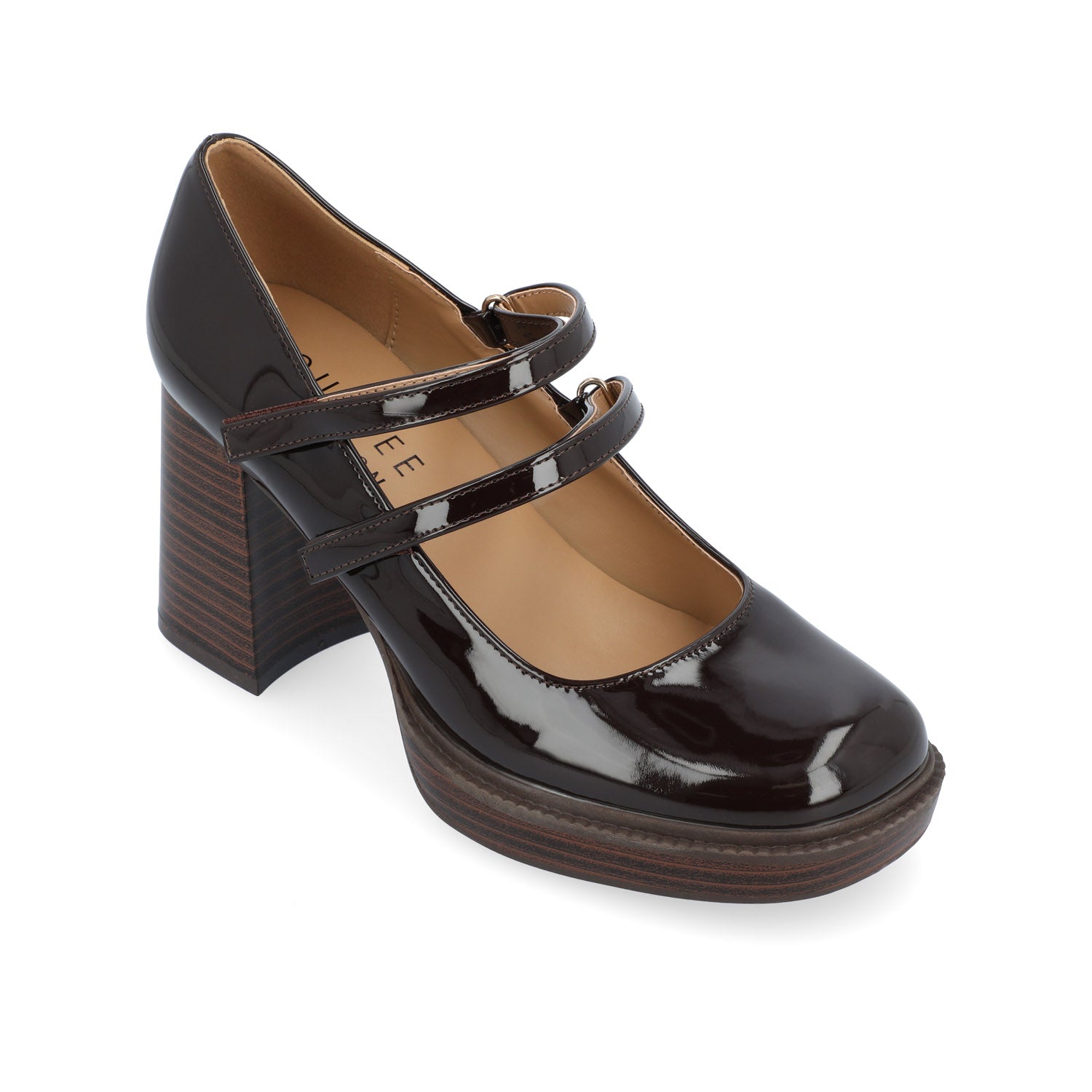 SHASTA MARY JANE PUMP HEELS IN PATENT - Brown