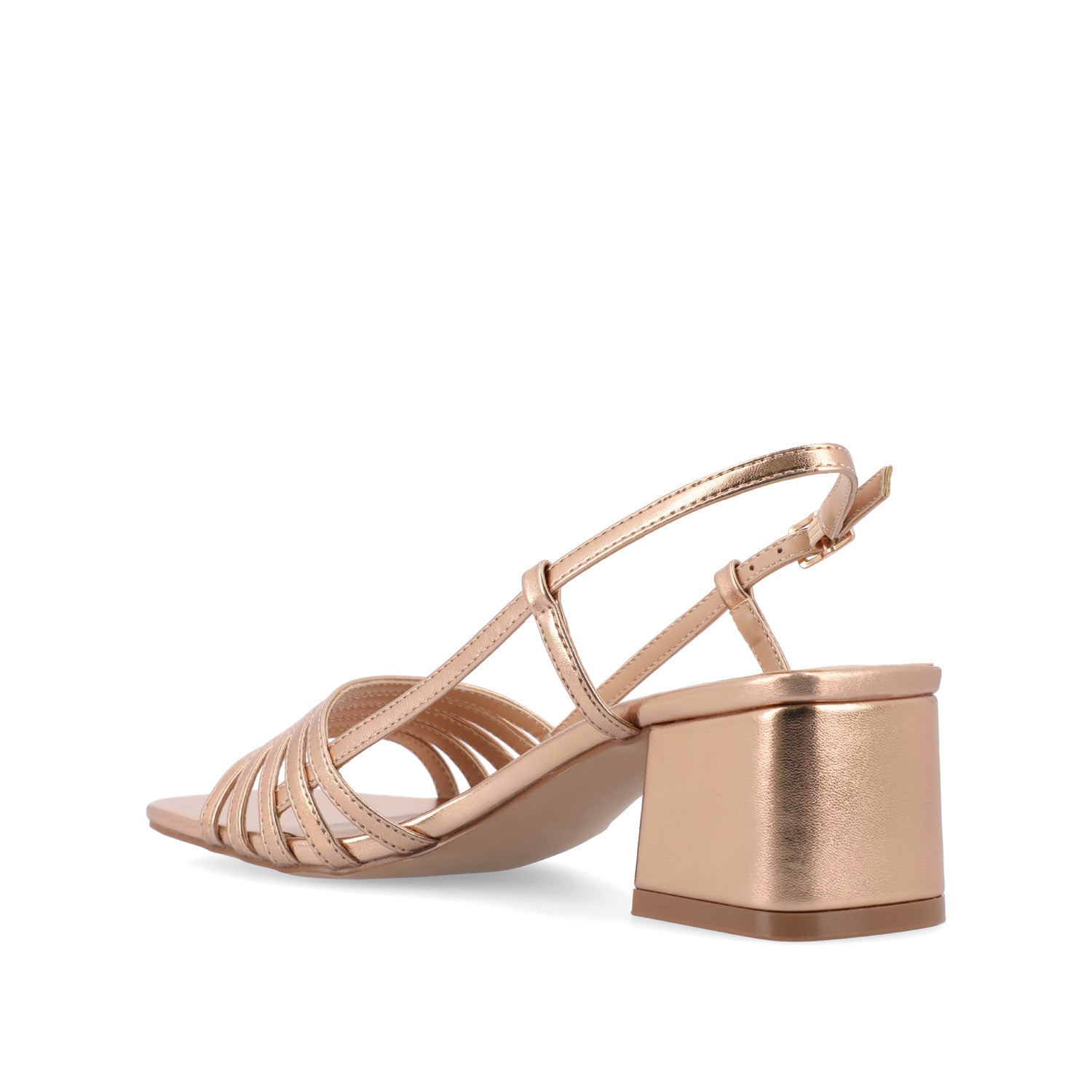 SHAYANA STRAPPY HEELS IN VEGAN LEATHER IN WIDE - Rose Gold