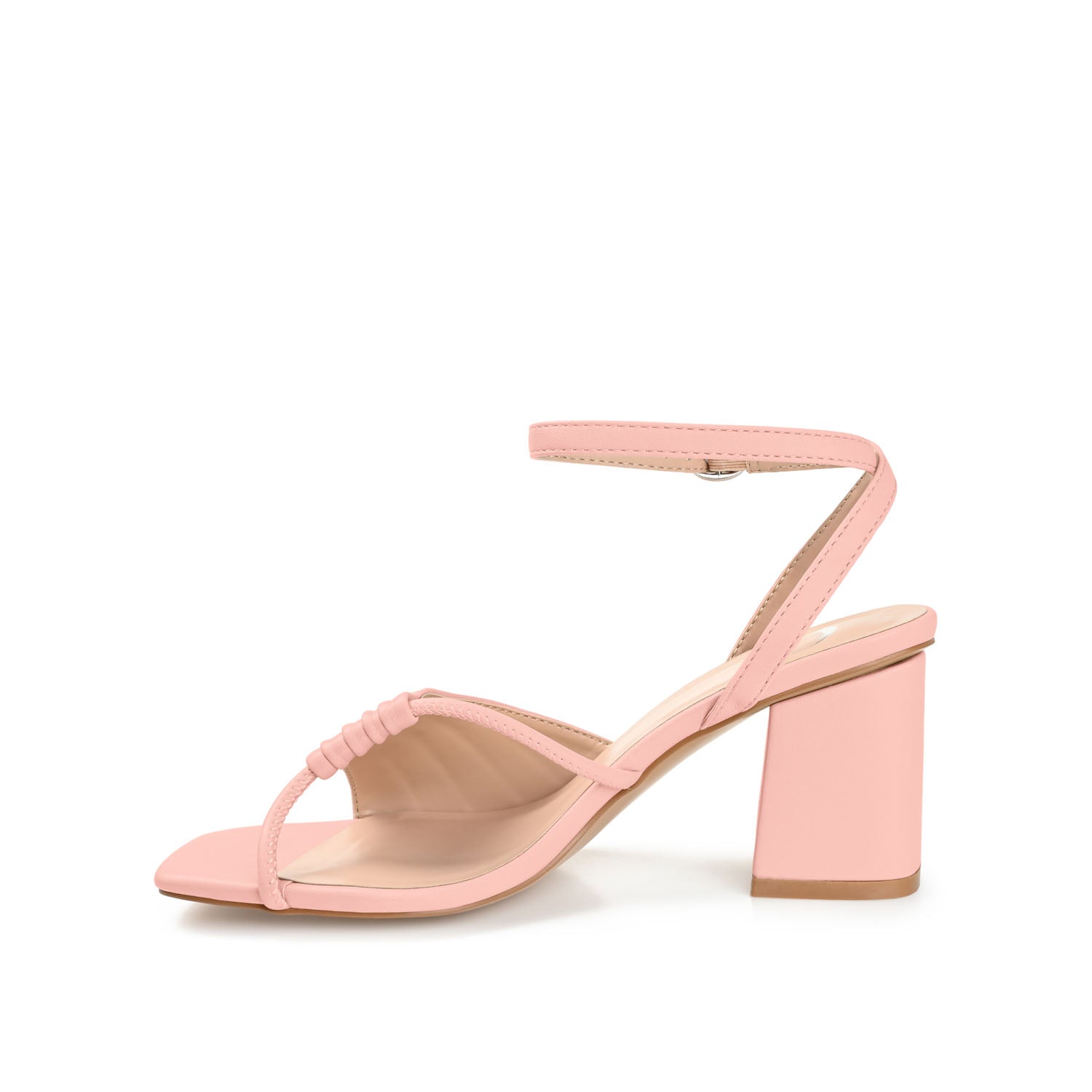 SHILLO STRAPPY BLOCK HEELS IN VEGAN LEATHER - Rose