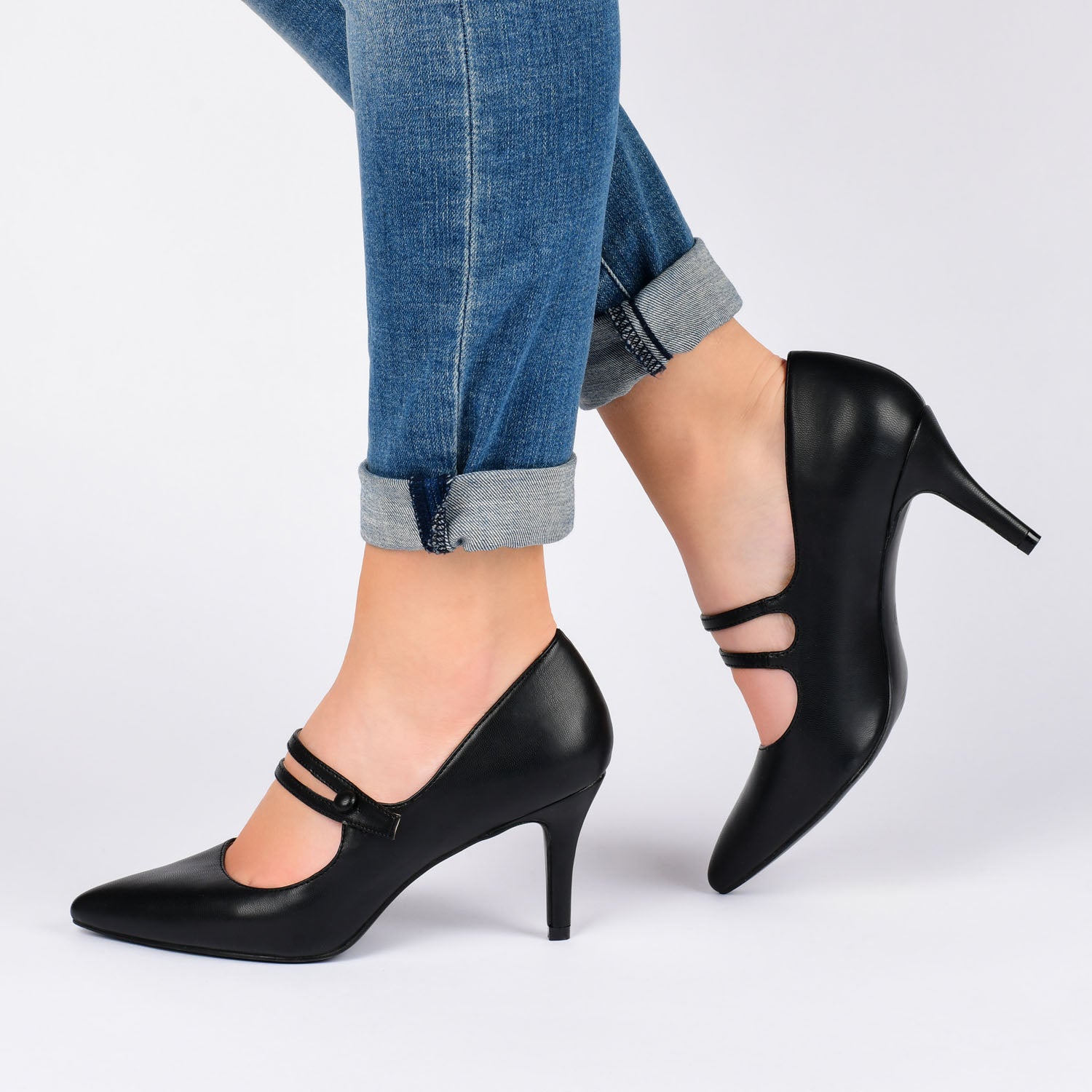 SIDNEY STILETTO PUMP HEELS IN VEGAN LEATHER