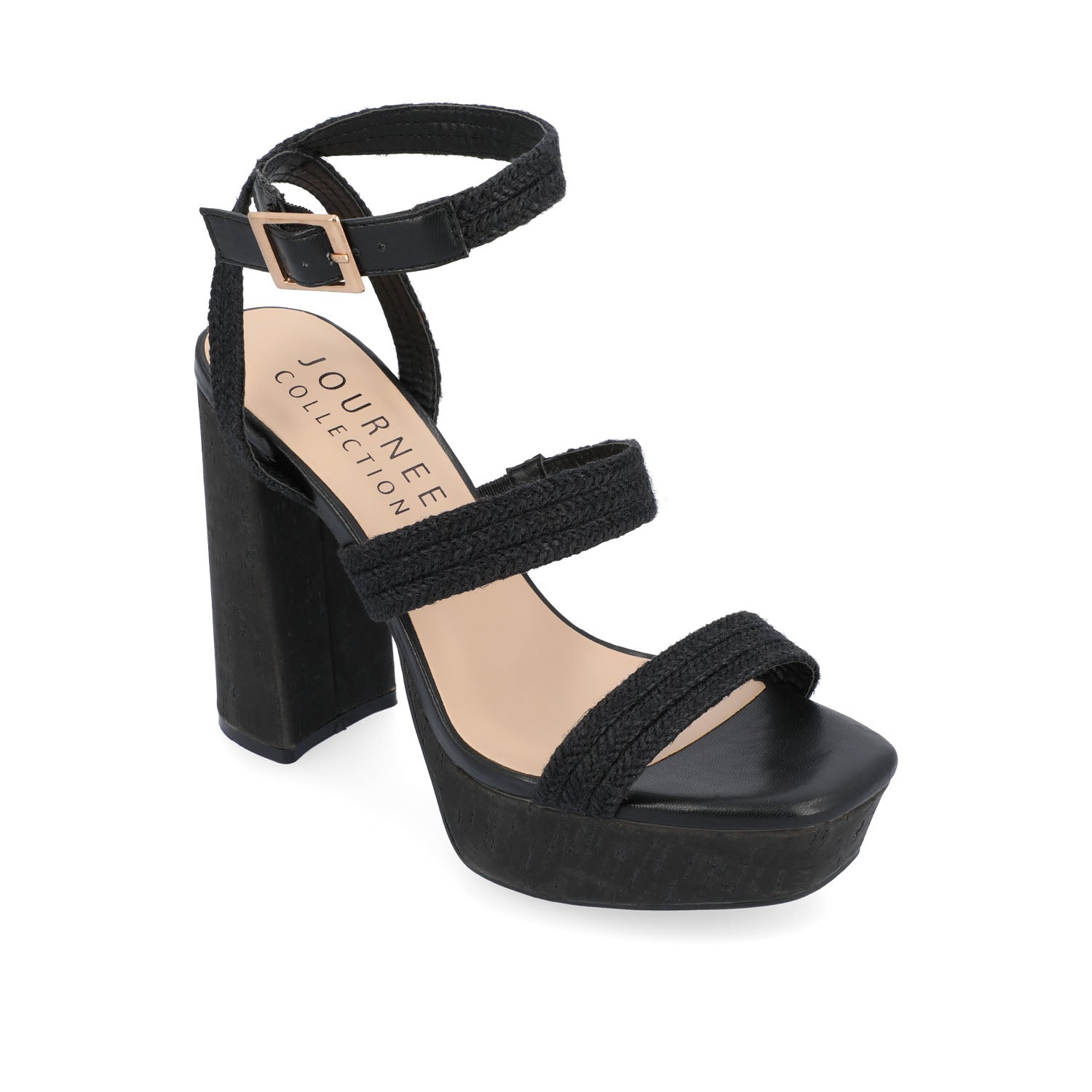 SIENNE HEELED SANDALS IN ROPE - Black