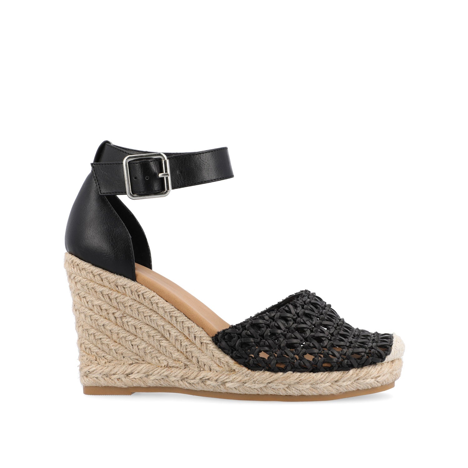 SIERRA WEDGE SANDALS IN VEGAN LEATHER - Black