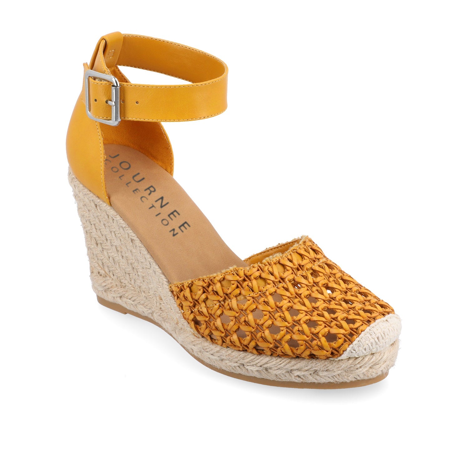 SIERRA WEDGE SANDALS IN VEGAN LEATHER - Mustard1 PU