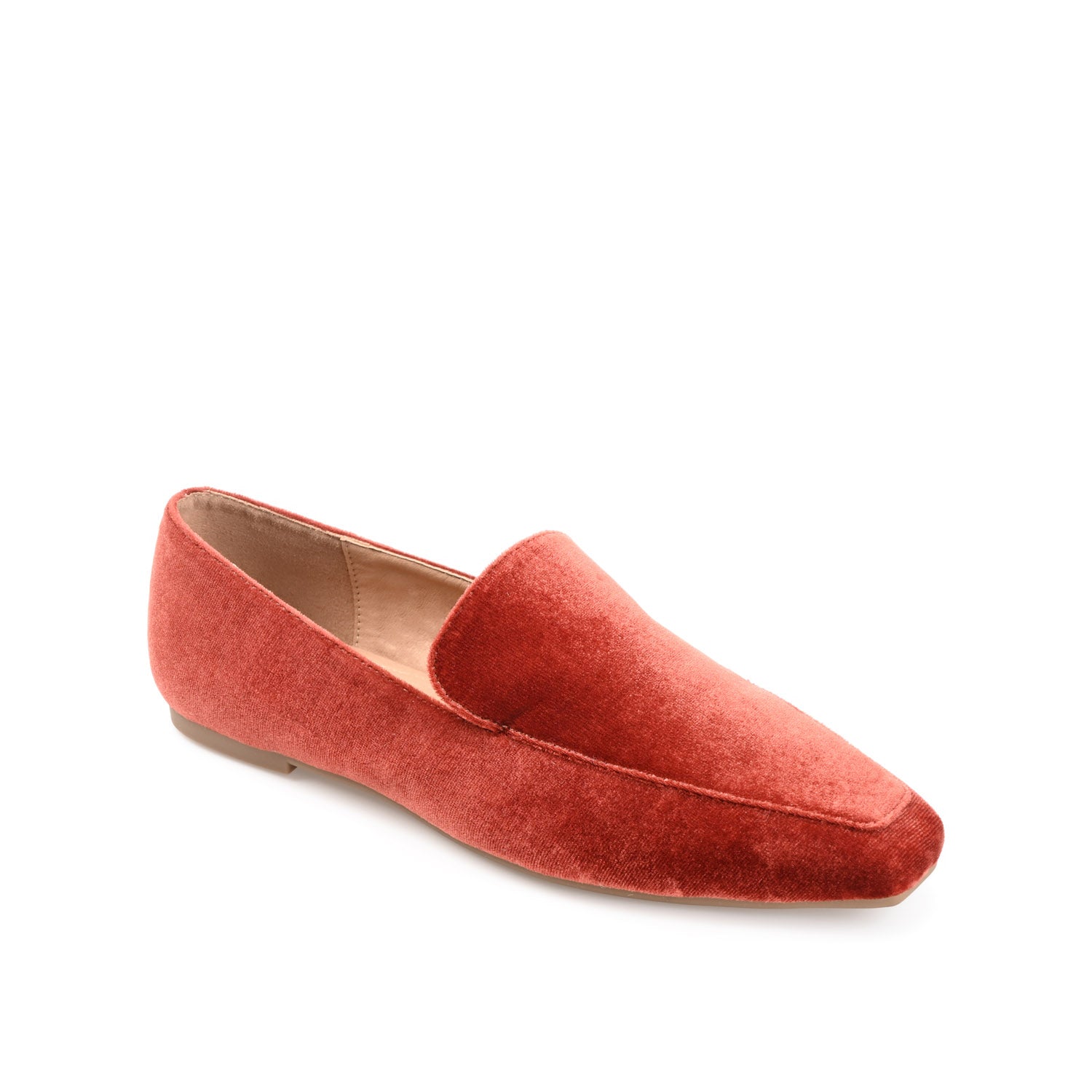 SILAS SQUARE TOE LOAFER IN VELVET - Rust