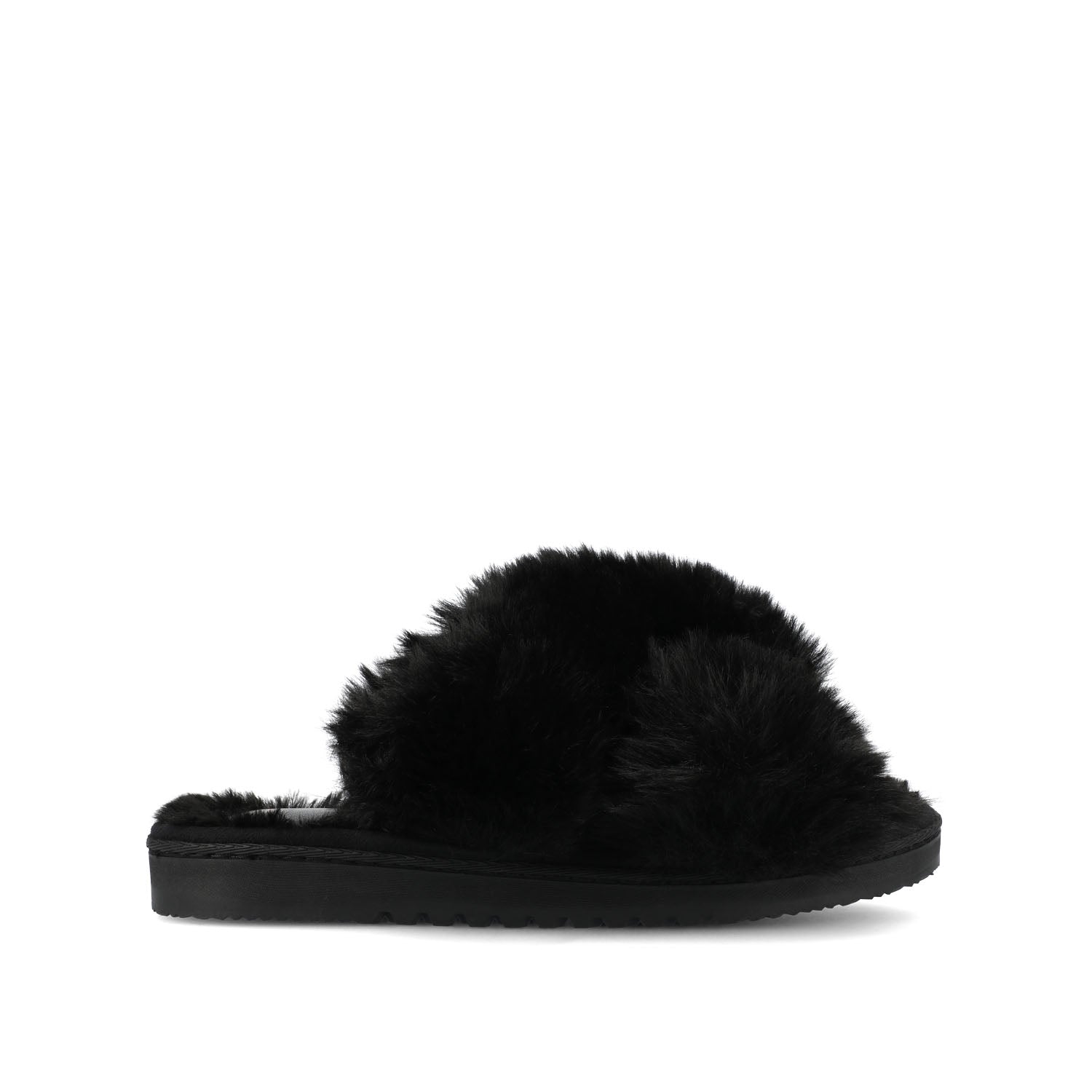 SKYLAH SLIPPERS IN FAUX FUR - Black Faux Fur