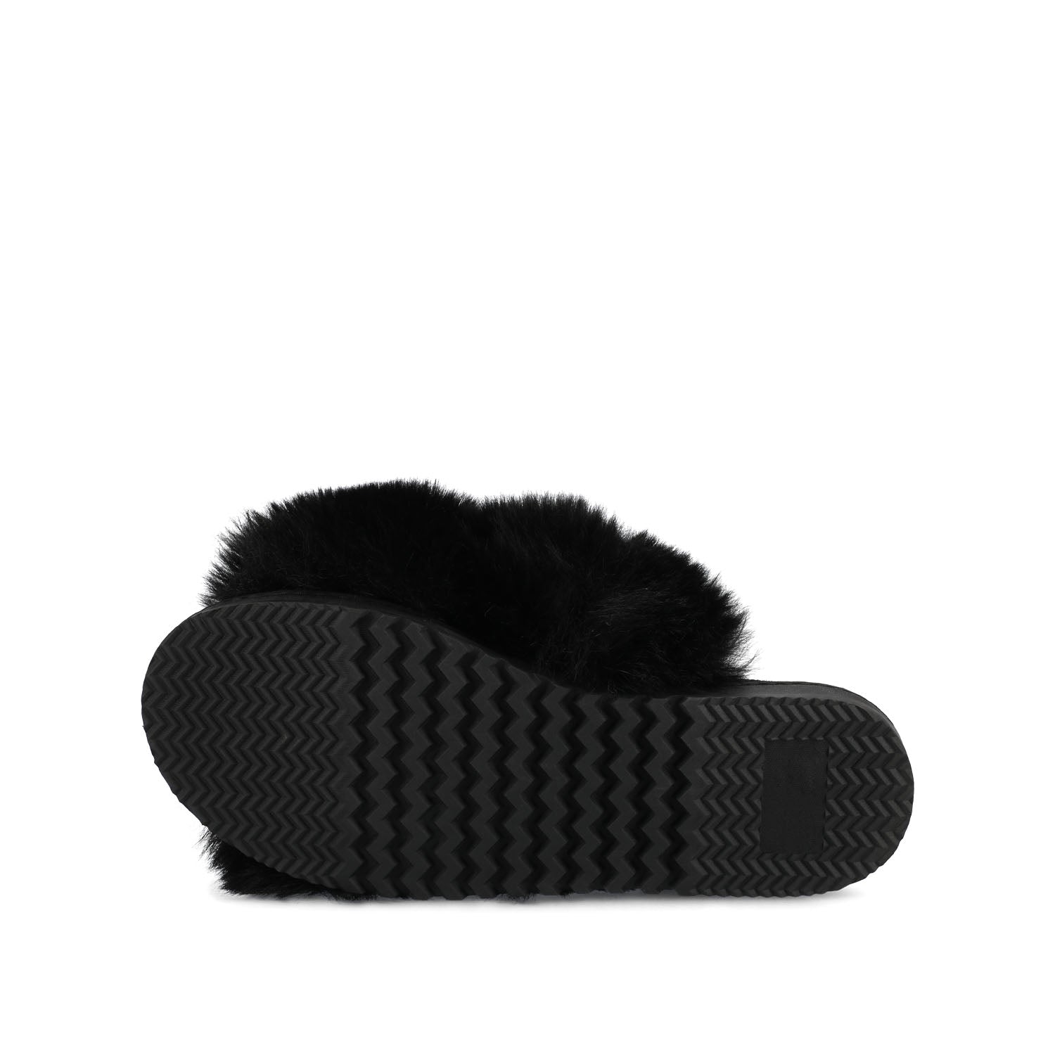 SKYLAH SLIPPERS IN FAUX FUR - Black Faux Fur