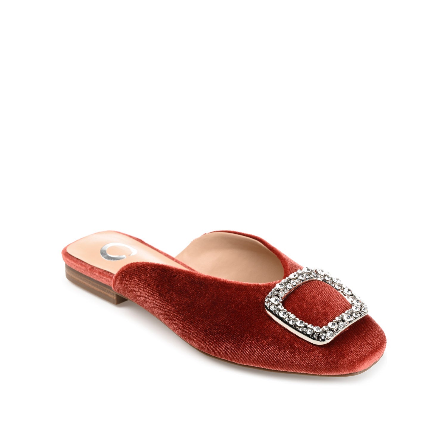 SONNIA DRESSY MULE FLATS IN VELVET - Rust