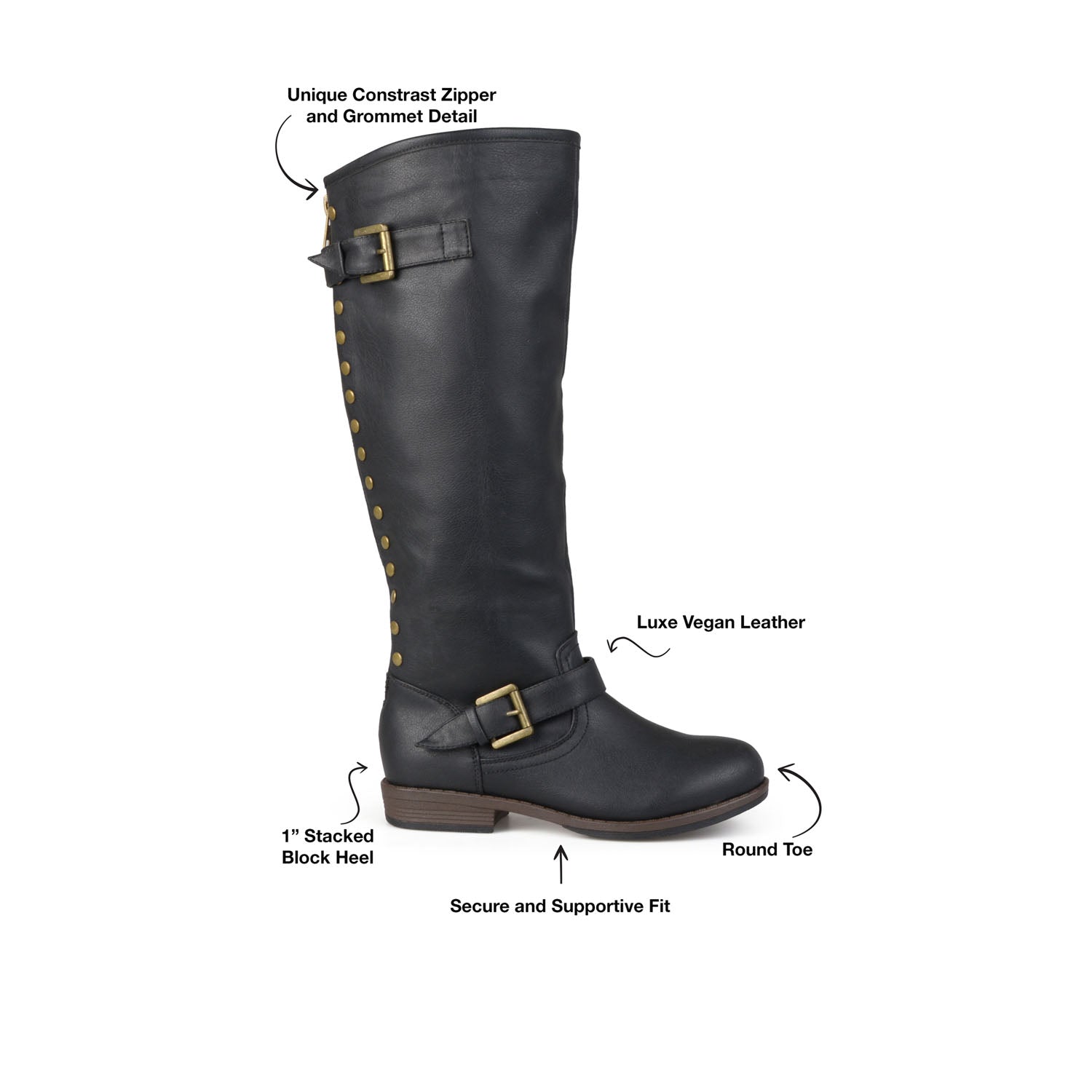 SPOKANE RIDING BOOTS IN VEGAN LEATHER - Black