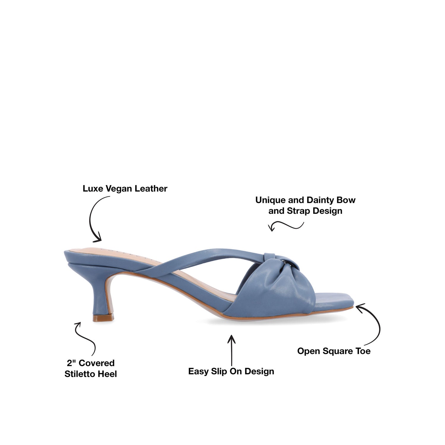 STARLING VEGAN LEATHER KITTEN HEELS IN WIDE - Blue