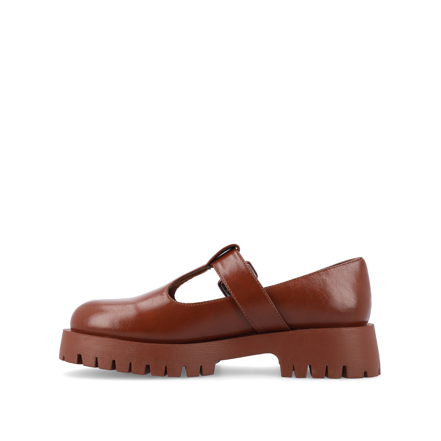 SUVI MARY JANE FLATS IN VEGAN LEATHER - Brown