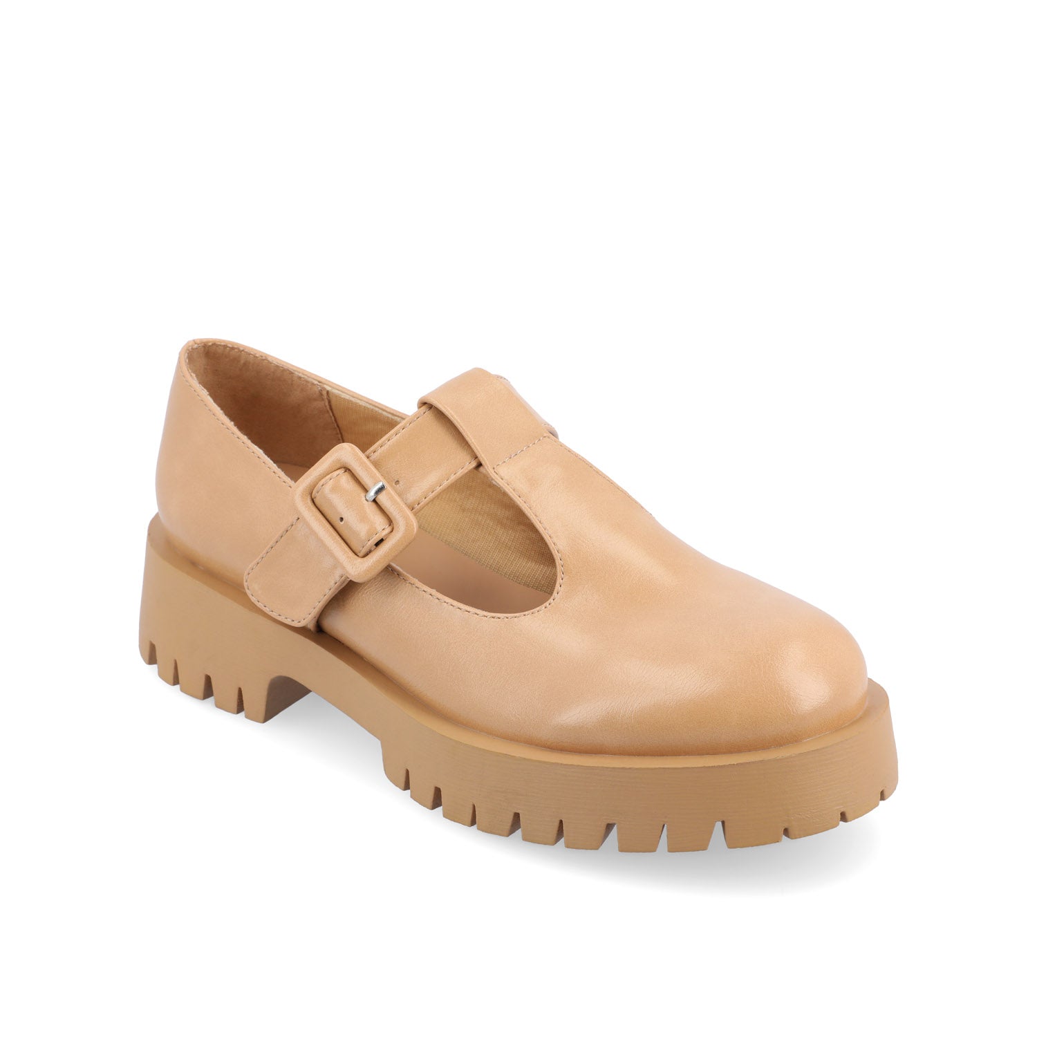 SUVI MARY JANE FLATS IN VEGAN LEATHER - Tan