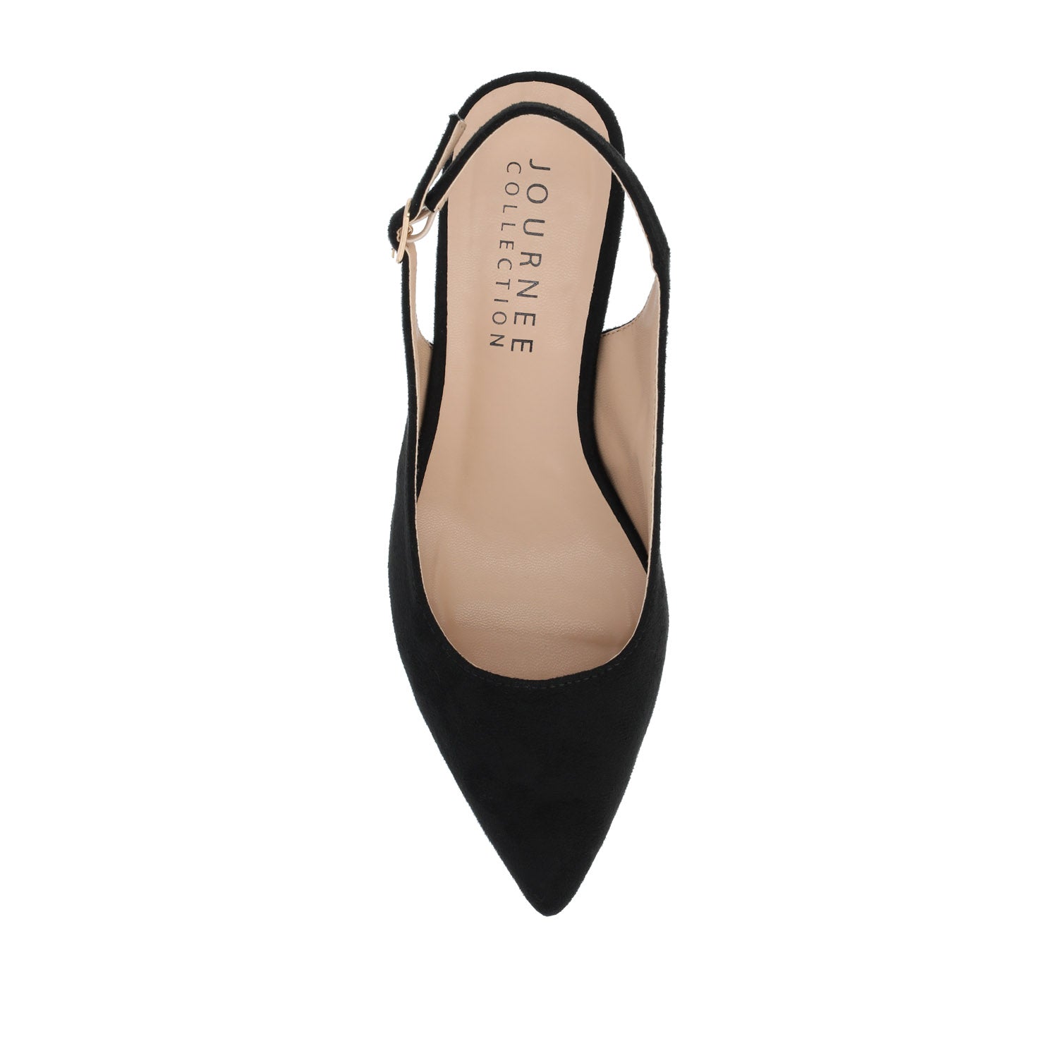 SYLVIA LOW BLOCK PUMP HEELS IN FAUX SUEDE - Black PU