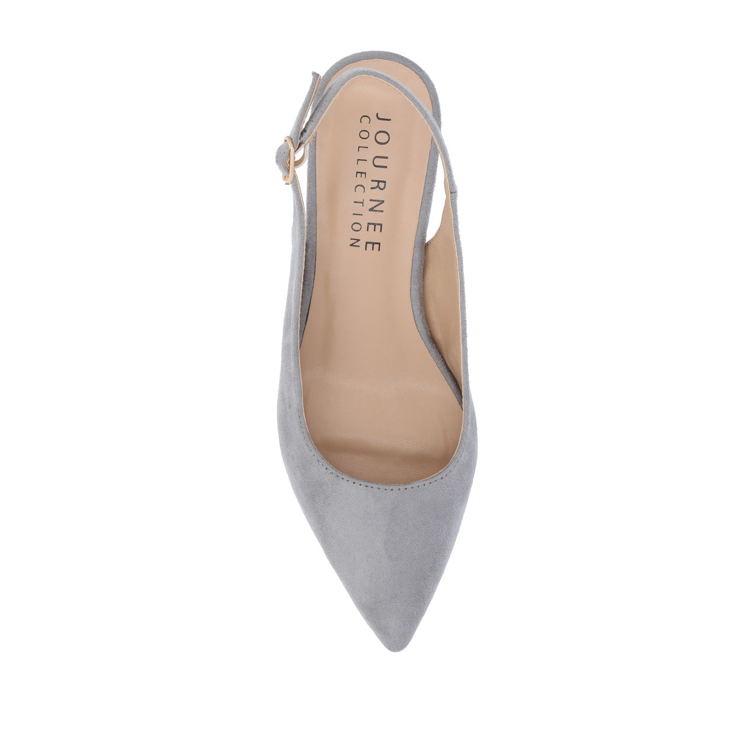 SYLVIA LOW BLOCK PUMP HEELS IN FAUX SUEDE - Grey