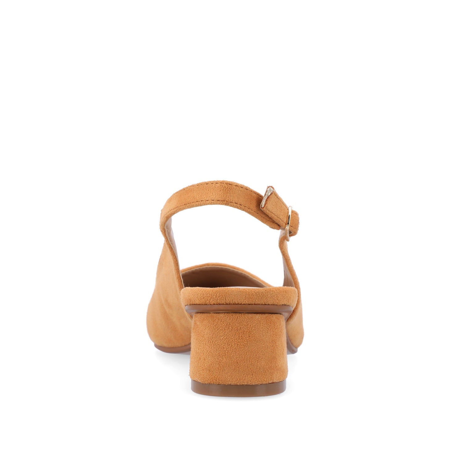 SYLVIA LOW BLOCK PUMP HEELS IN FAUX SUEDE - Tan PU