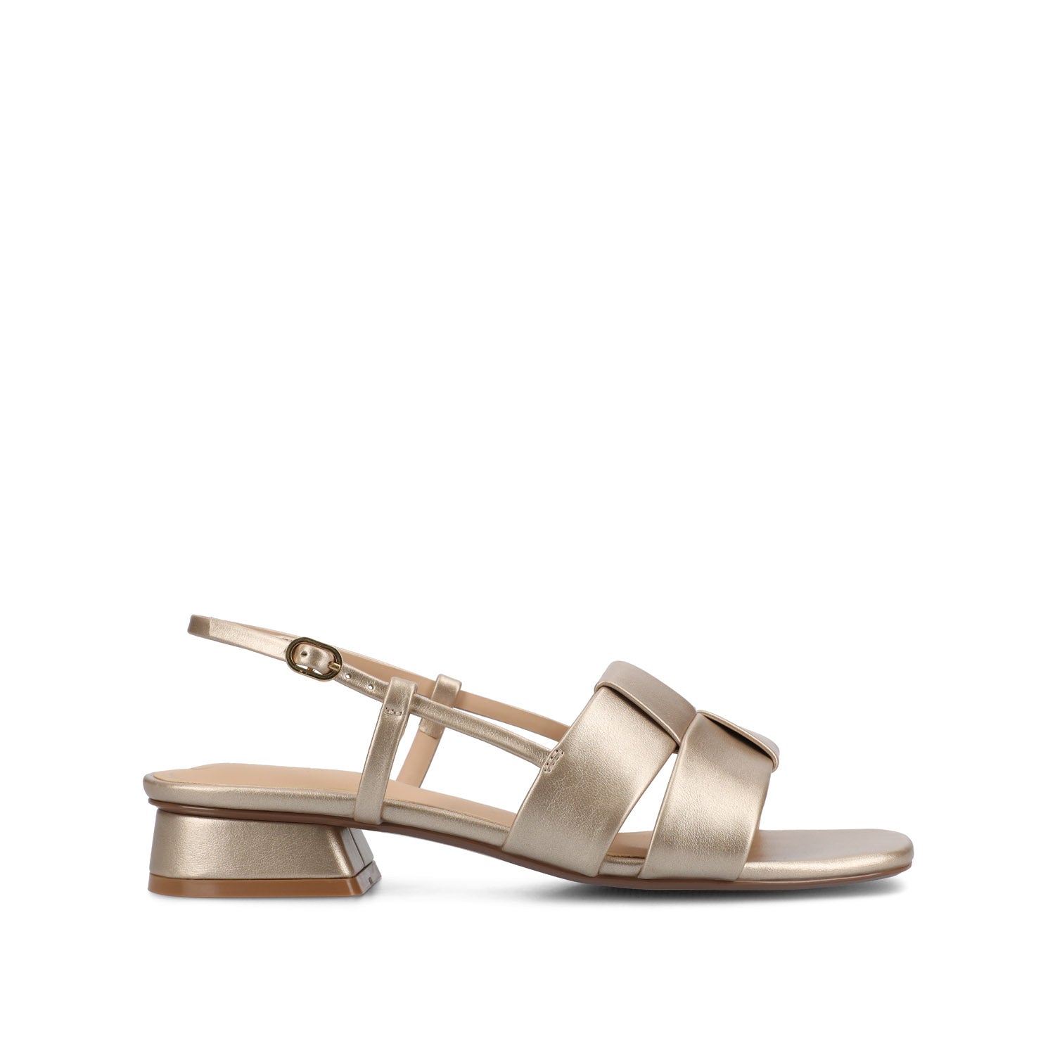 TABATHA LOW BLOCK HEELS IN VEGAN LEATHER IN WIDE - Champagne