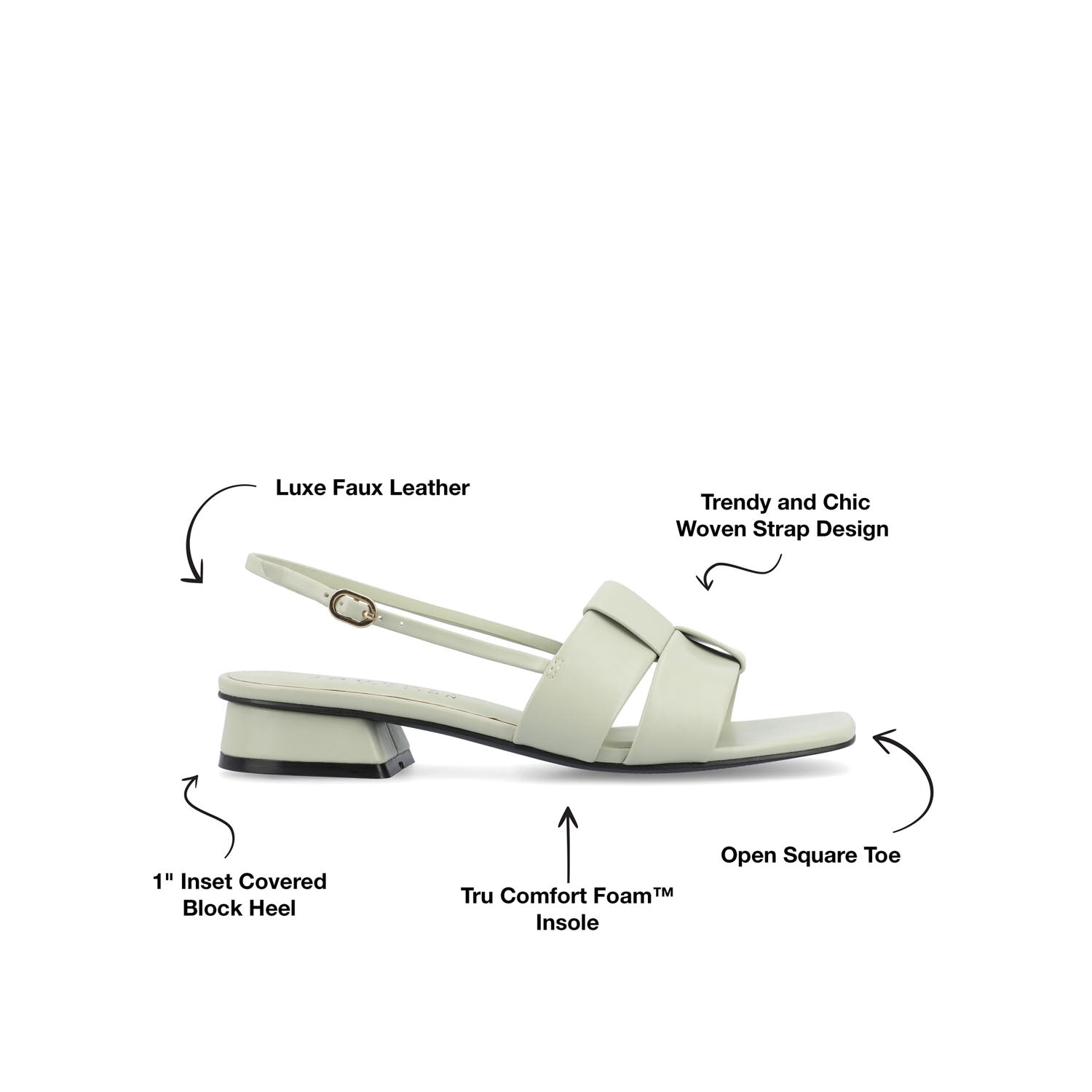 TABATHA LOW BLOCK HEELS IN VEGAN LEATHER IN WIDE