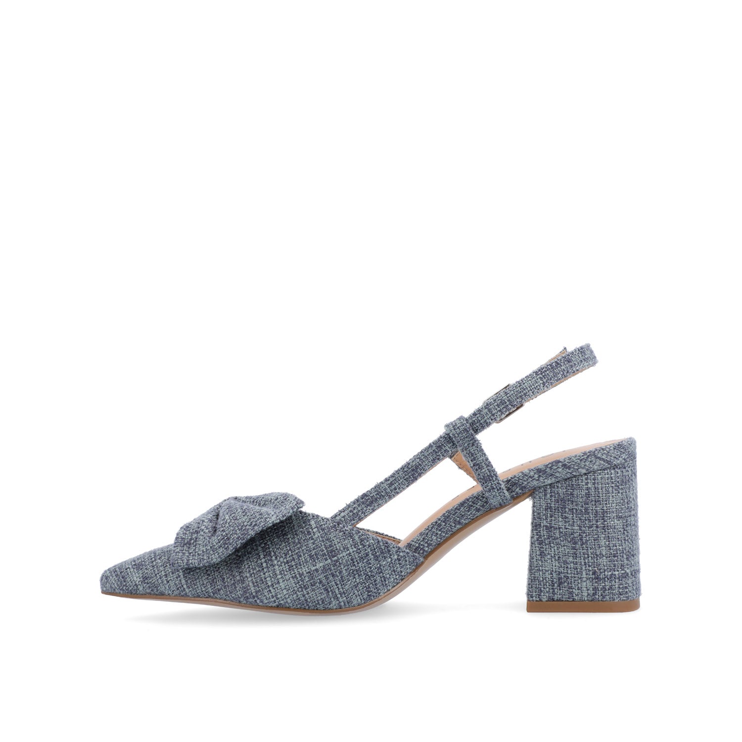 TAILYNN BLOCK PUMP HEELS IN WIDE - Denim Blue Chambray