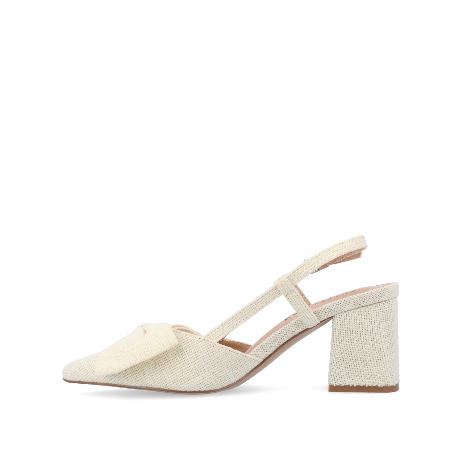 TAILYNN SLINGBACK BLOCK HEELS IN FABRIC - Cream Linen