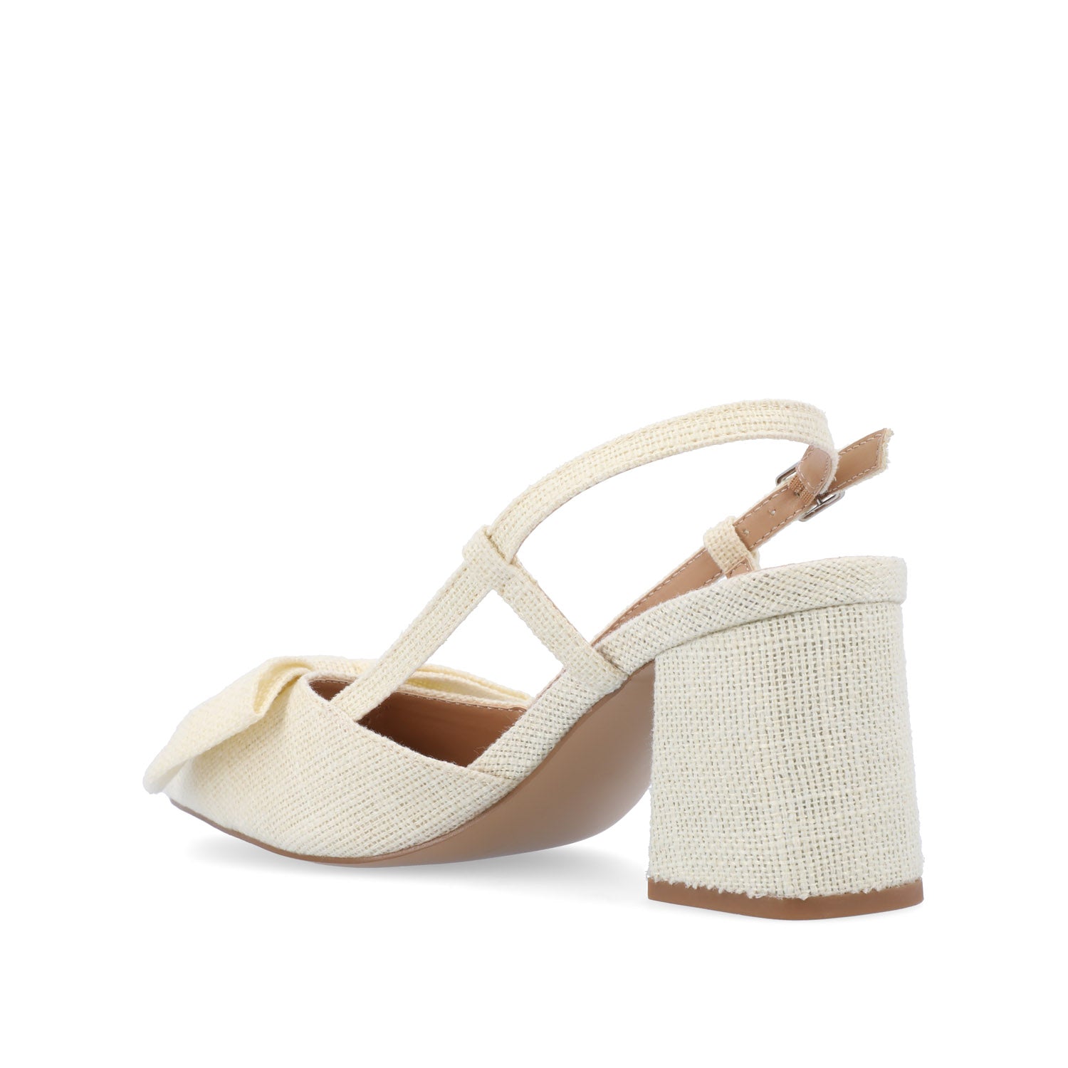 TAILYNN SLINGBACK BLOCK HEELS IN FABRIC - Cream Linen