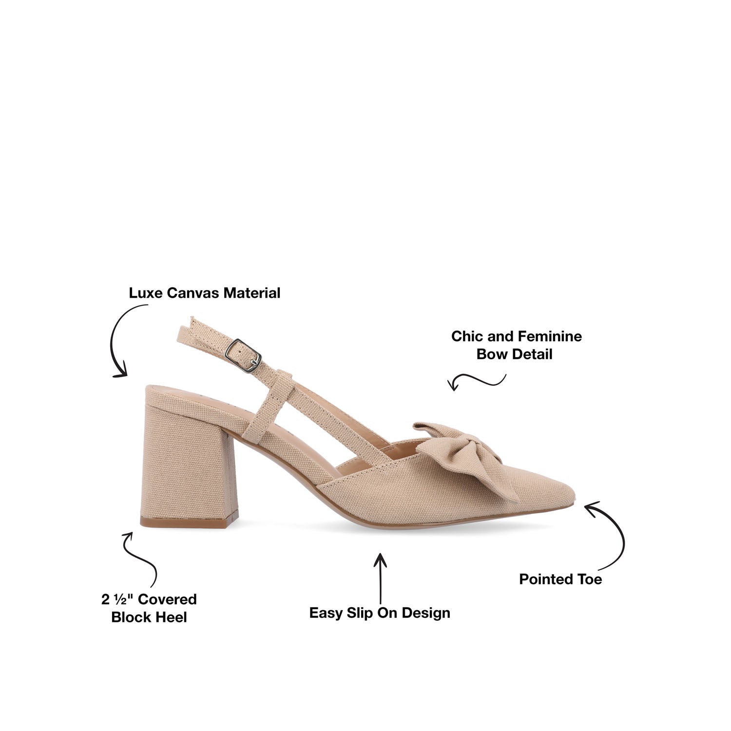 TAILYNN BLOCK PUMP HEELS IN WIDE - Tan Beige Fabric