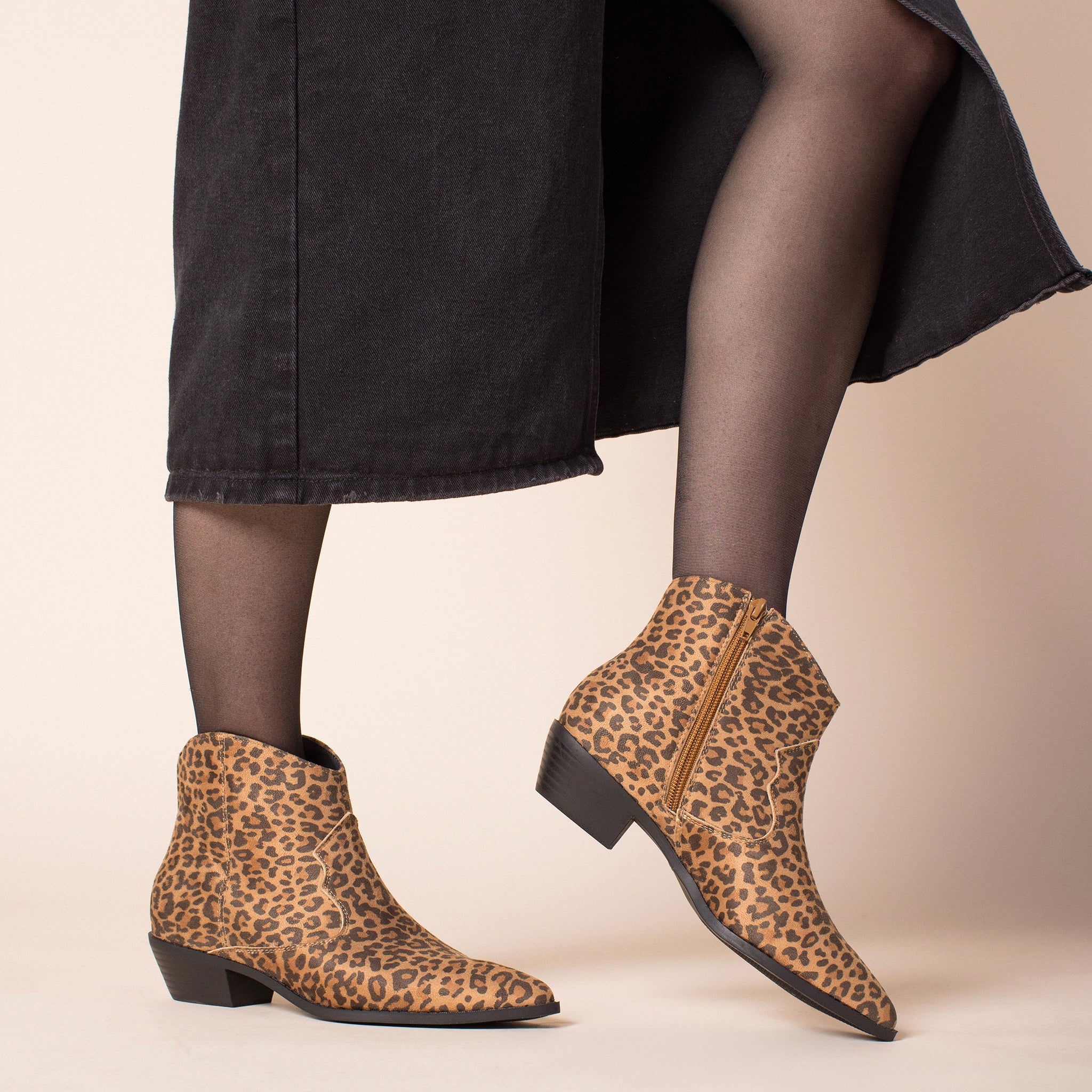 TALIAH WESTERN ANKLE BOOTIES - Bone