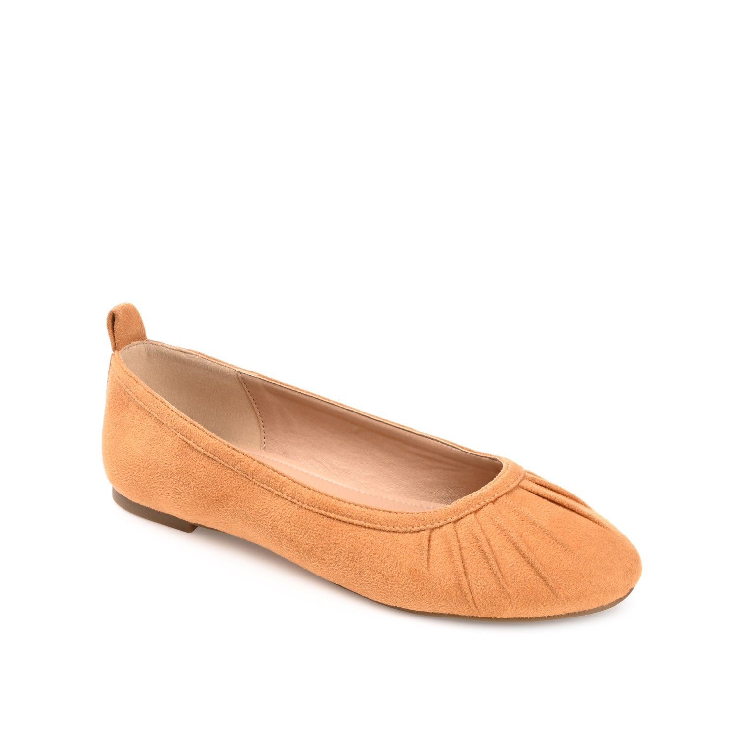 TANNYA RUCHED BALLET FLATS IN FAUX SUEDE - Tan
