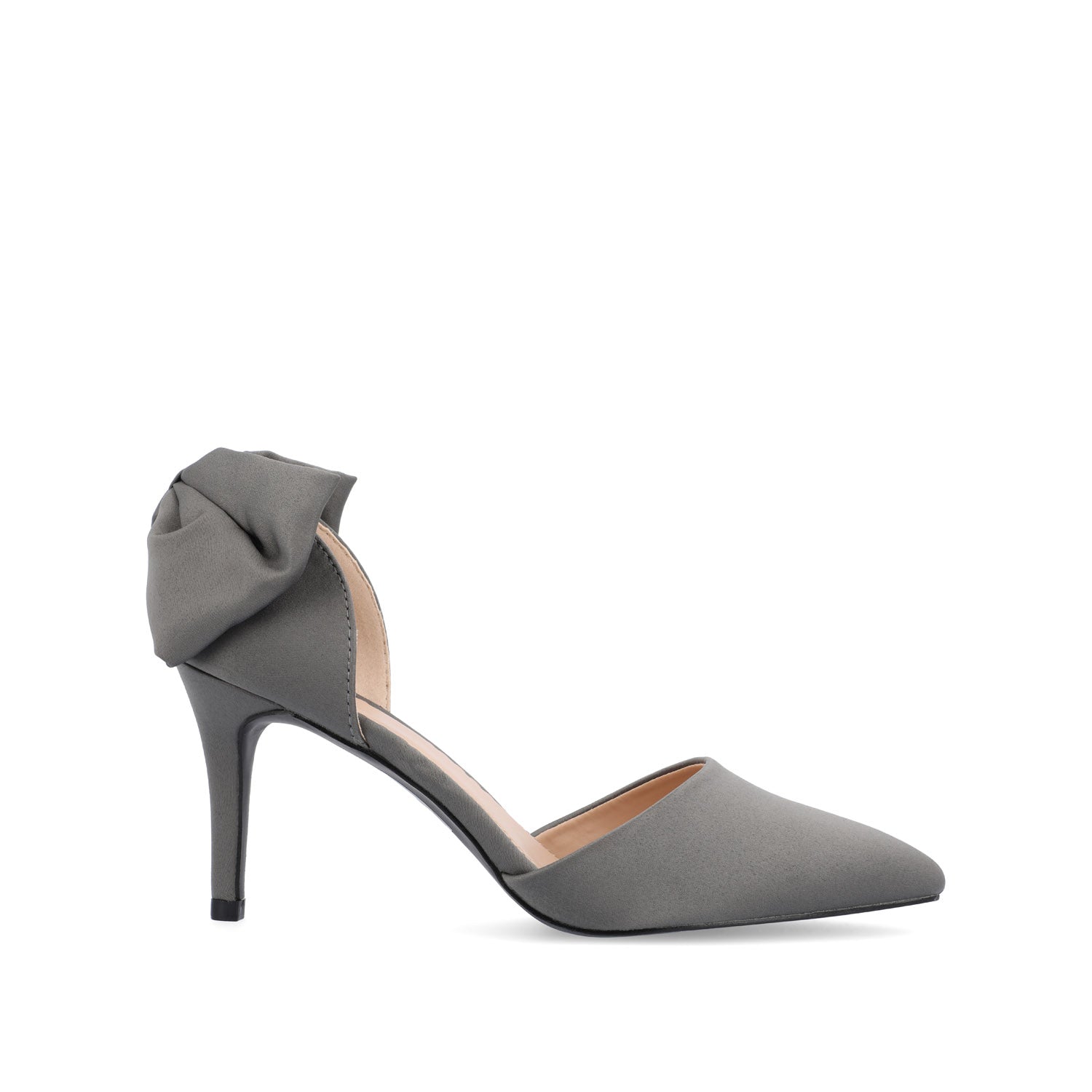 TANZI STILETTO HEELS IN SATIN - Charcoal Satin