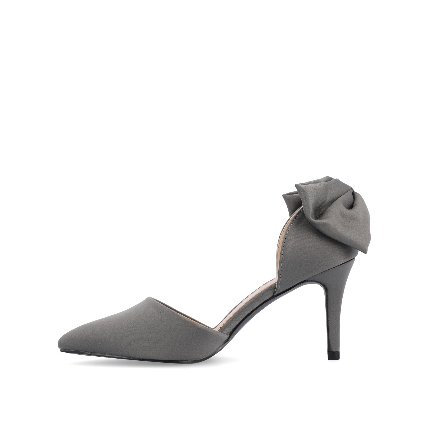 TANZI STILETTO HEELS IN SATIN - Charcoal Satin
