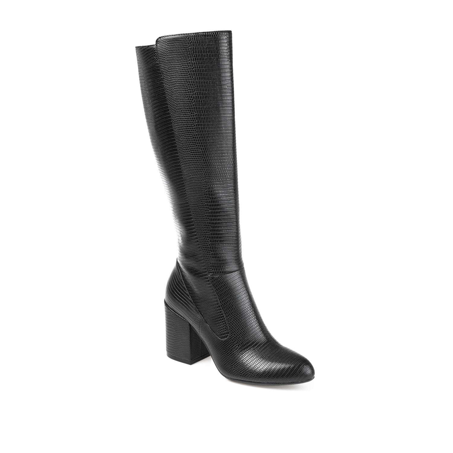 TAVIA KNEE-HIGH BOOTS IN WIDE CALF - Black Lizard
