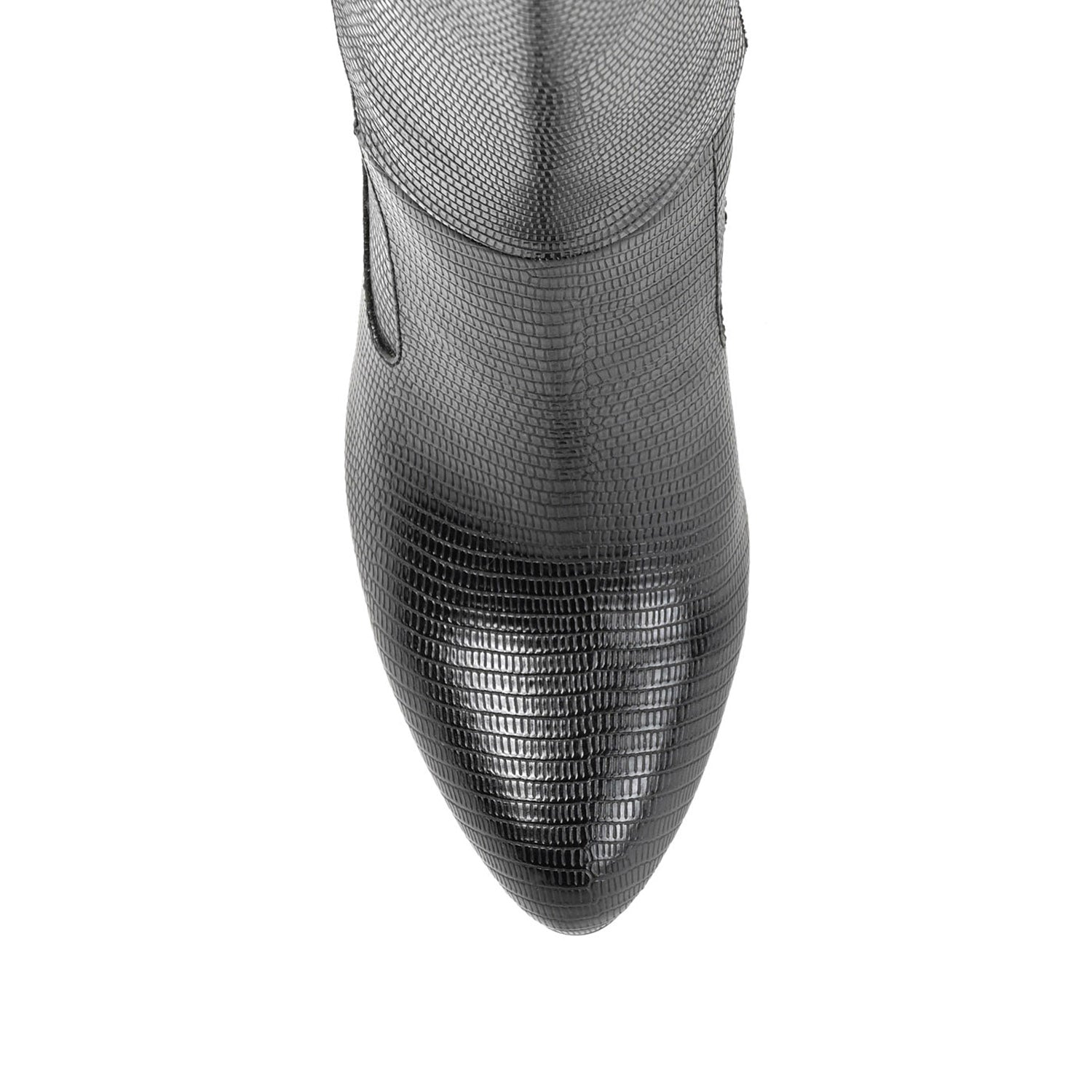 TAVIA KNEE-HIGH BOOTS IN VEGAN LEATHER - Black Lizard