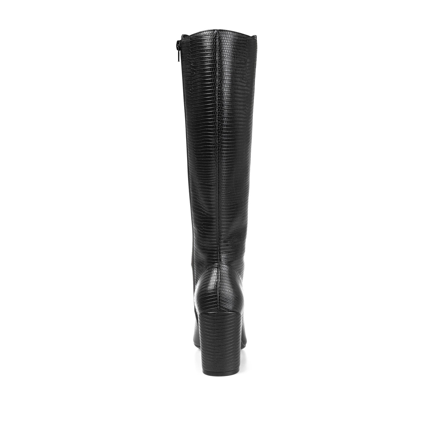 TAVIA KNEE-HIGH BOOTS IN X-WIDE CALF - Black Lizard
