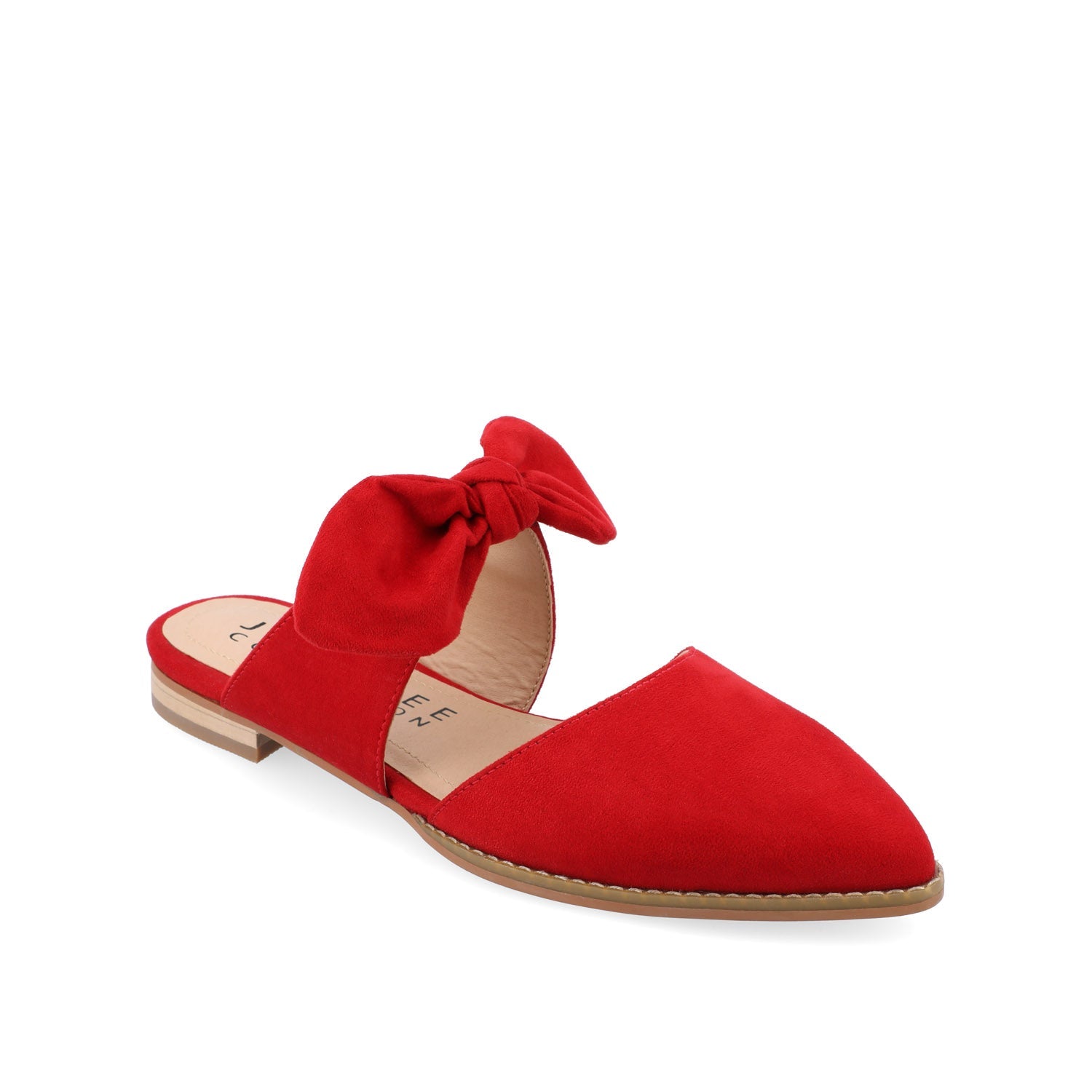 TELULAH MULE FLATS IN FAUX SUEDE - Red