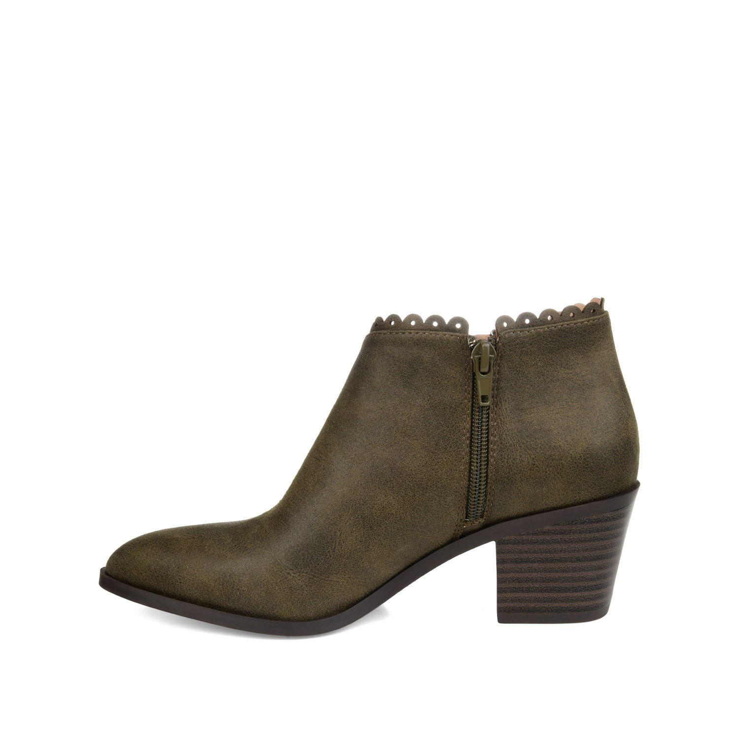 TESSA CUTOUT BOOTIE IN VEGAN LEATHER - Olive
