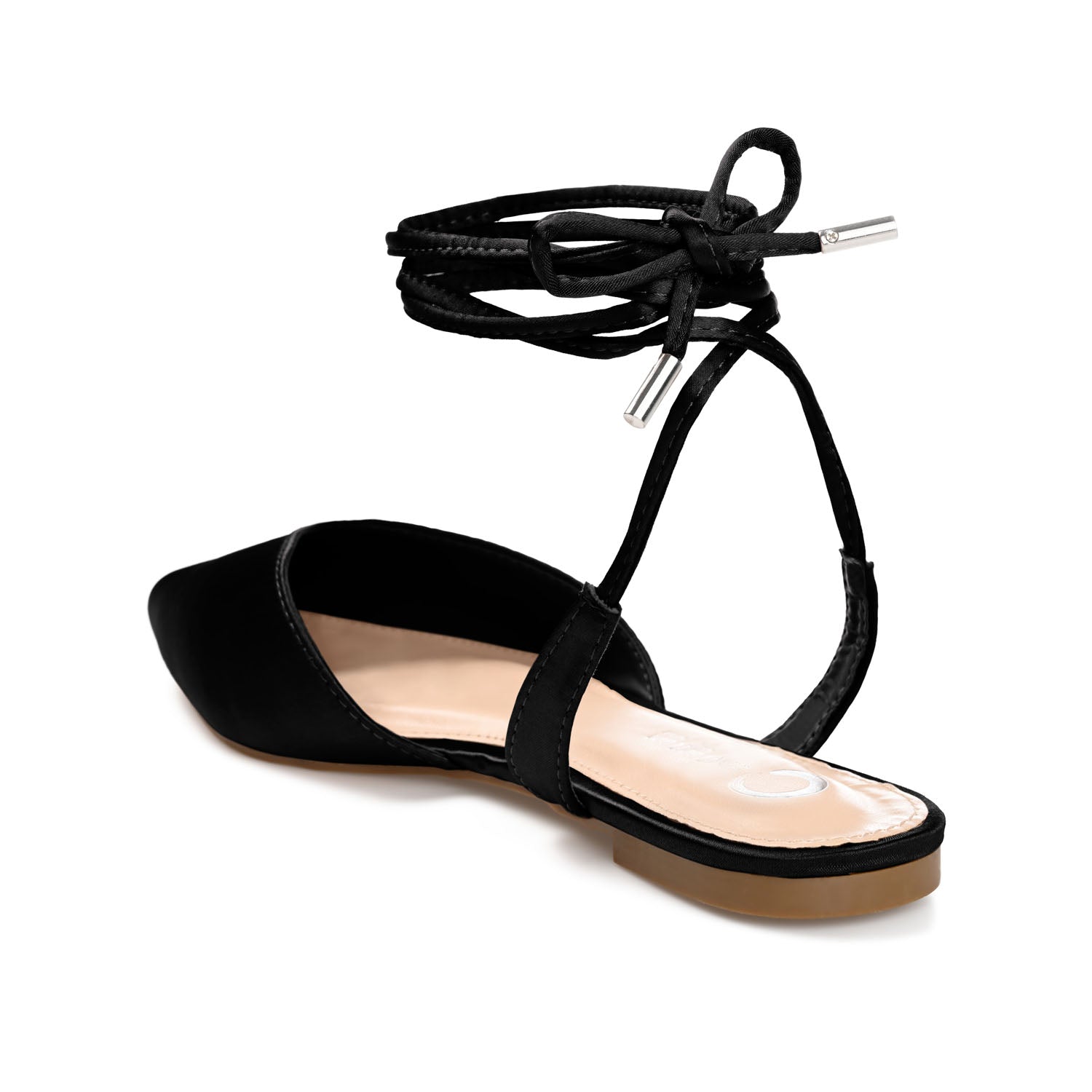 THEIA POINTED TOE FORMAL FLATS IN SATIN - Black