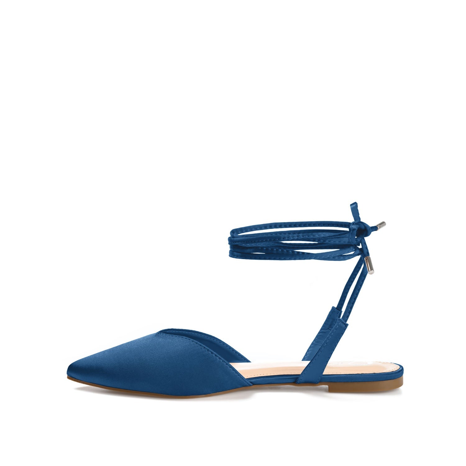 THEIA POINTED TOE FORMAL FLATS IN SATIN - Blue