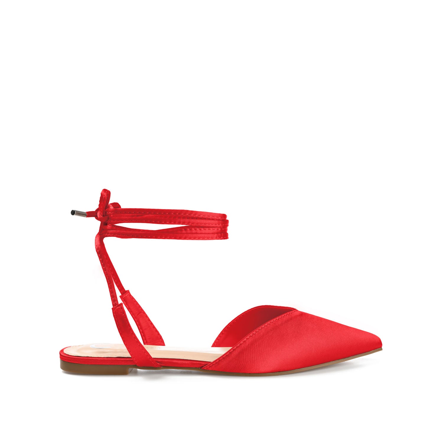 THEIA POINTED TOE FORMAL FLATS IN SATIN - Red