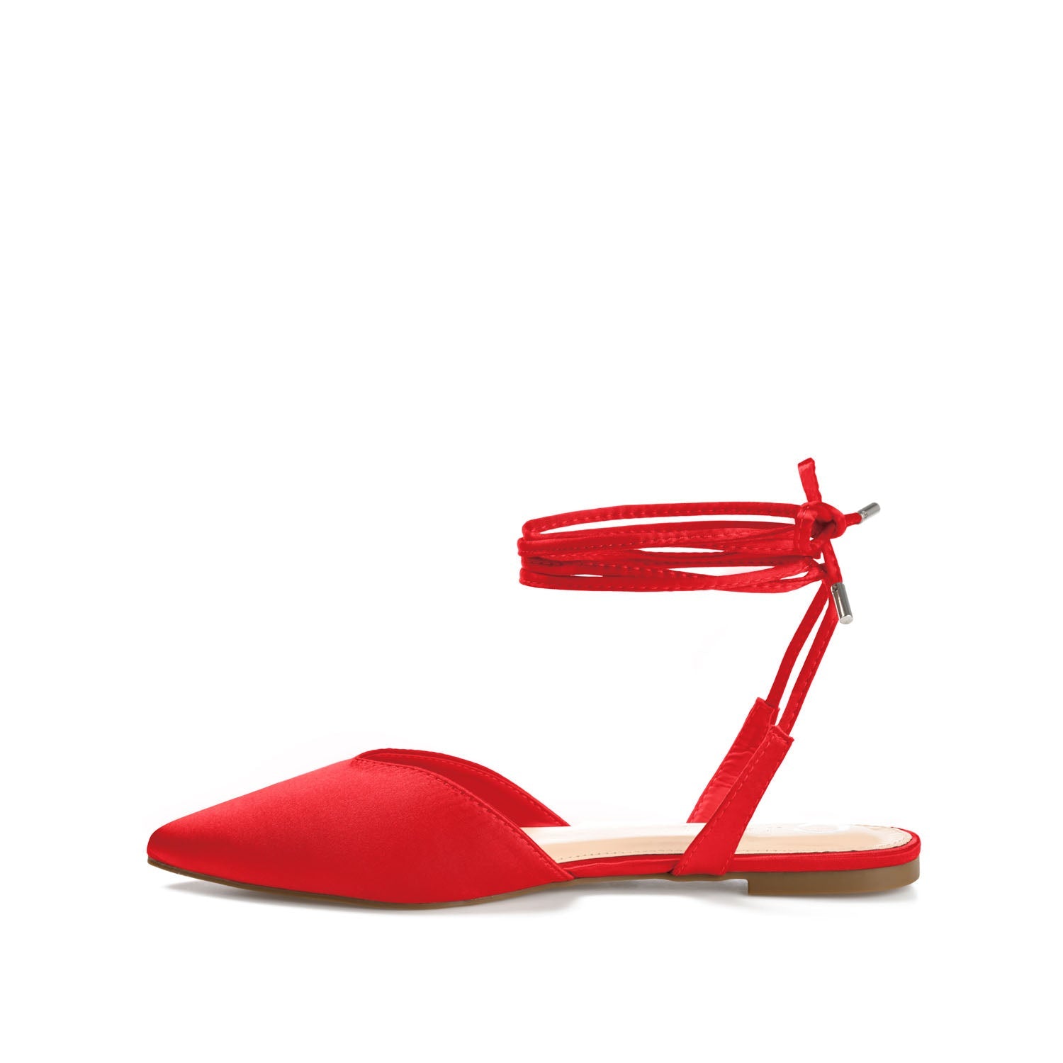 THEIA POINTED TOE FORMAL FLATS IN SATIN - Red