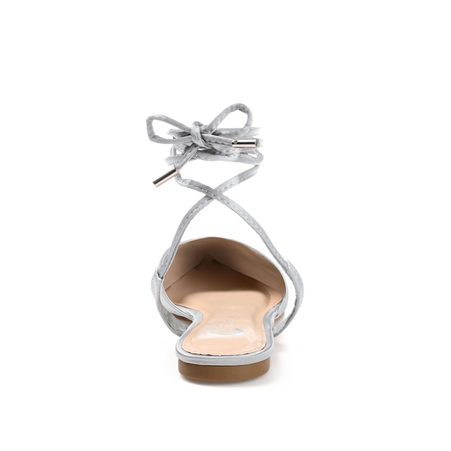 THEIA POINTED TOE FORMAL FLATS IN SATIN - Silver Satin