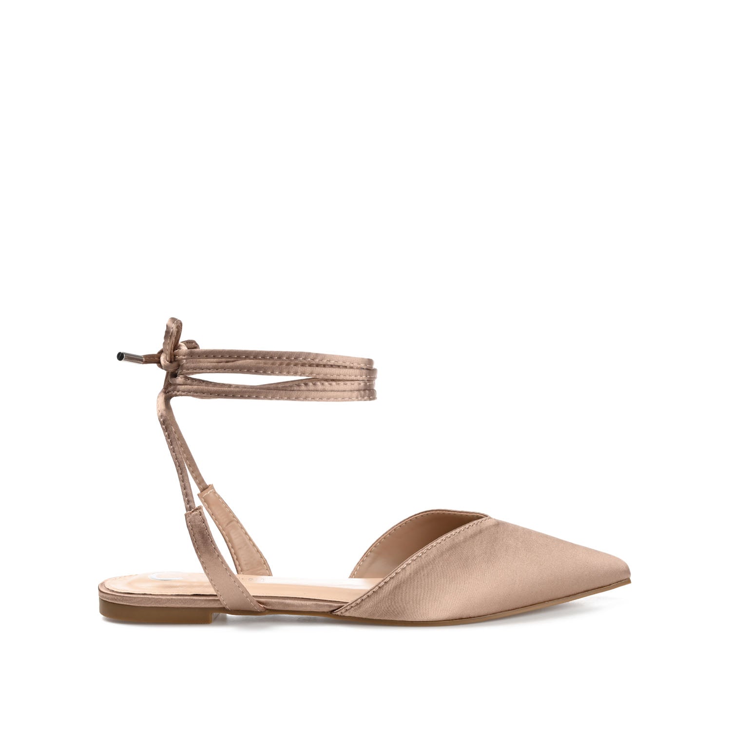 THEIA POINTED TOE FORMAL FLATS IN SATIN - Taupe