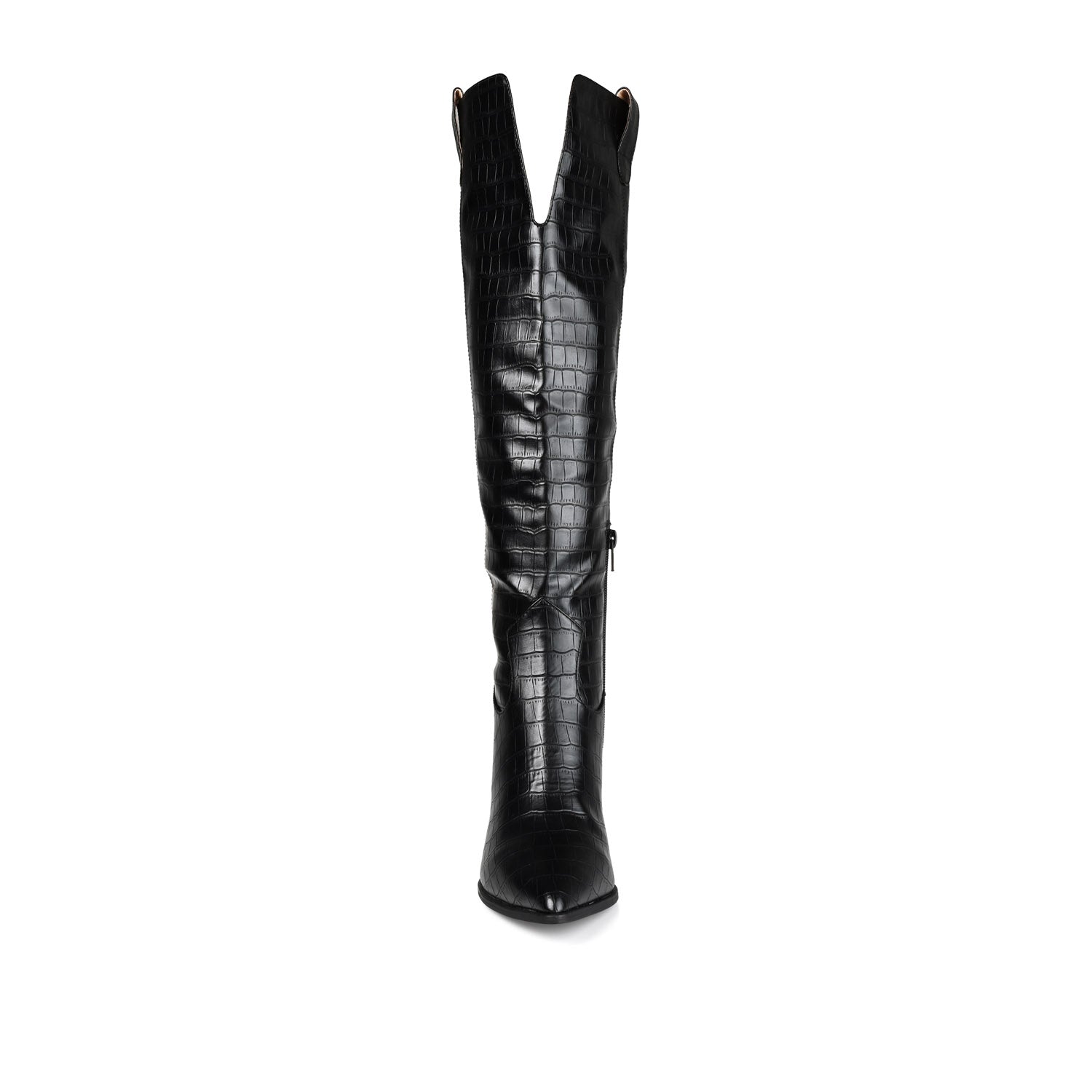 THERESE COWGIRL BOOTS IN X-WIDE CALF - Black Croco