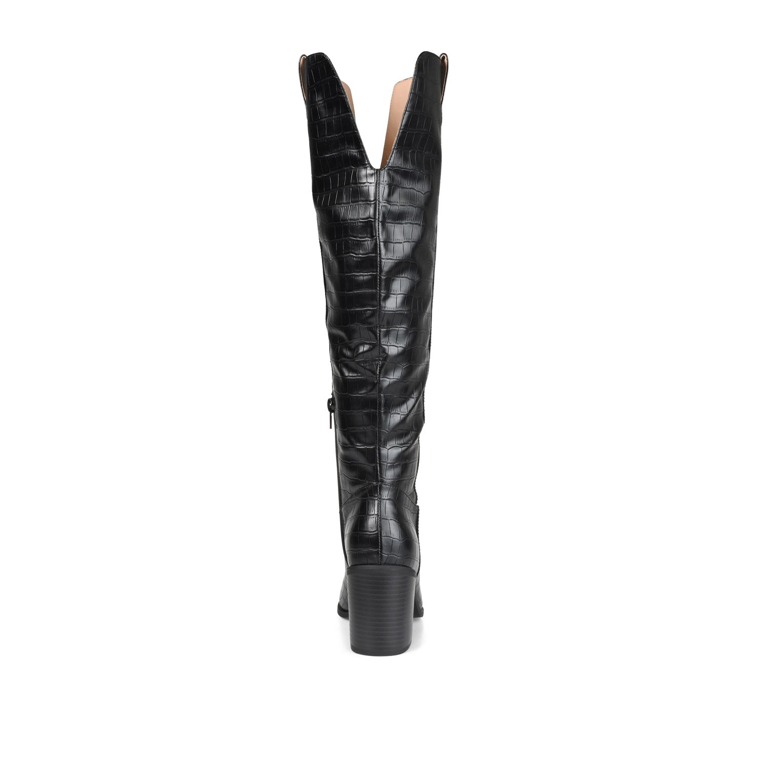 THERESE COWGIRL BOOTS IN X-WIDE CALF - Black Croco