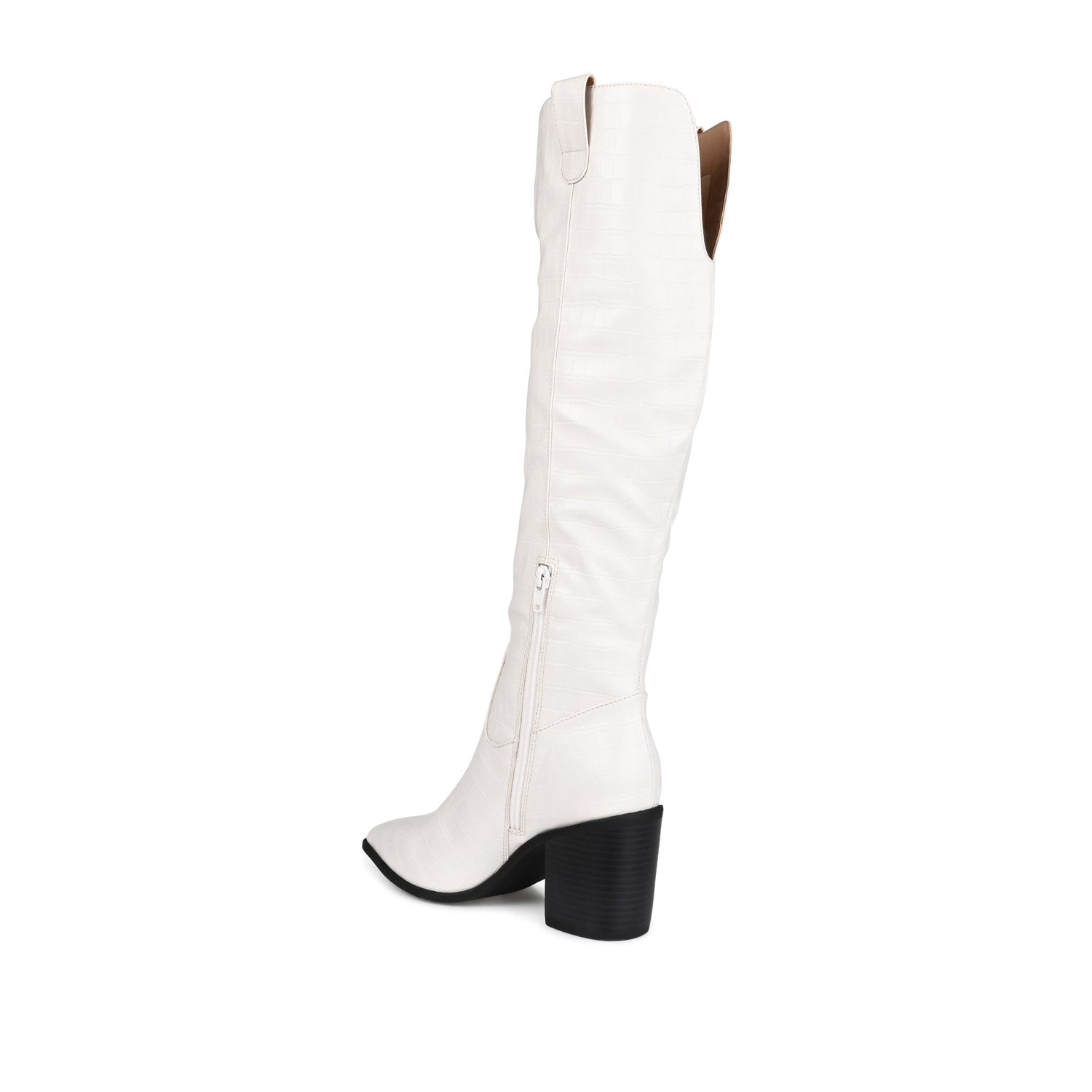 THERESE COWGIRL WESTERN BOOTS IN WIDE CALF - Bone Croco