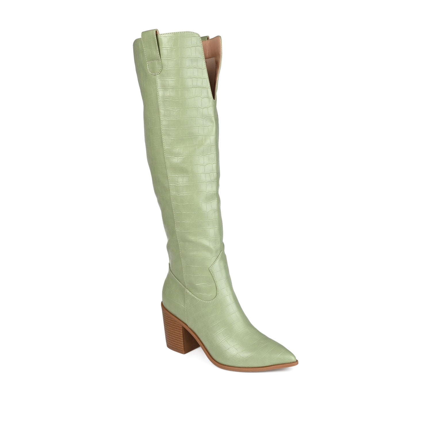 THERESE COWGIRL BOOTS IN X-WIDE CALF - Green Croco