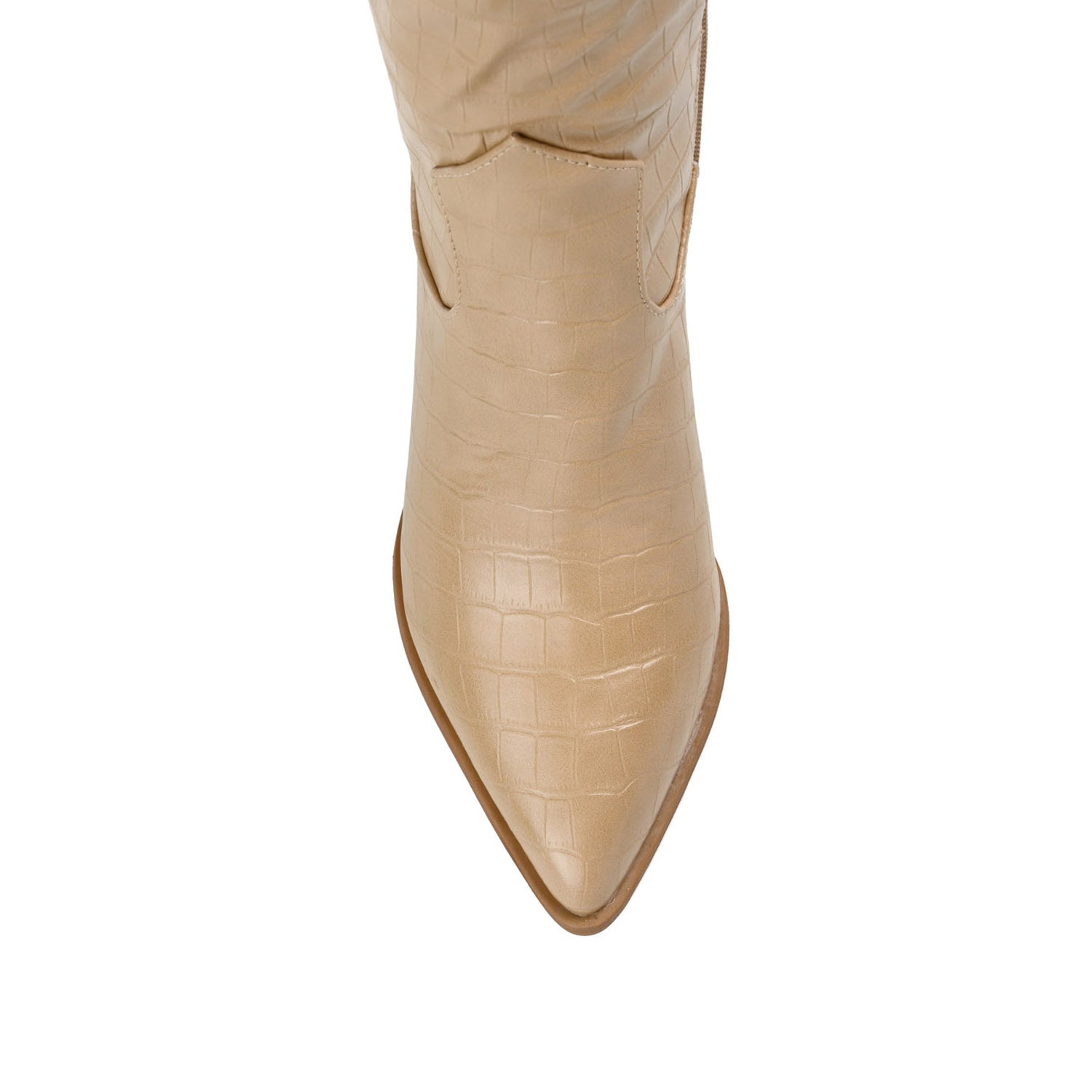 THERESE COWGIRL BOOTS IN WIDE & X-WIDE CALF - Tan Croco