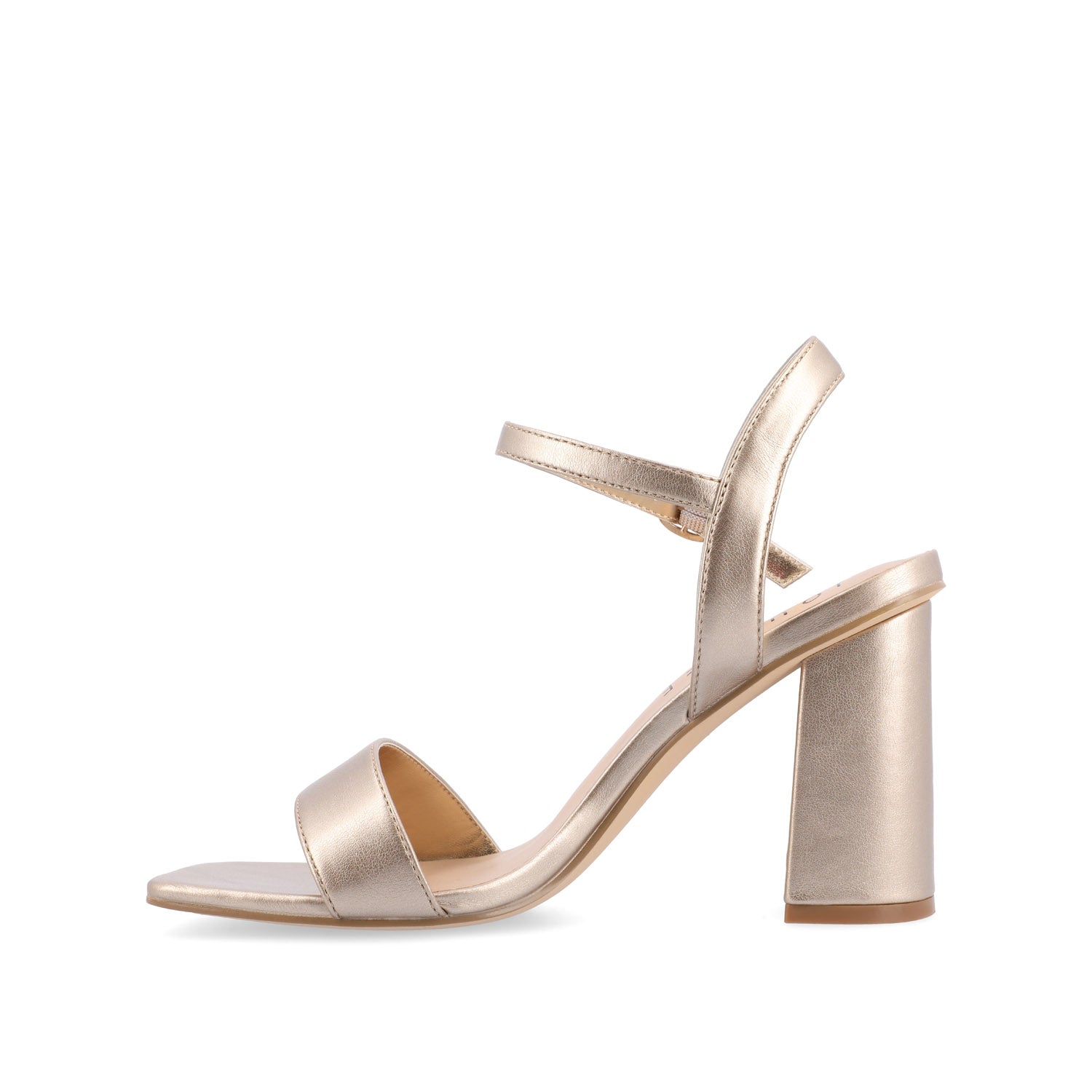 TIVONA STATMENT STRAPPY BLOCK HEELS IN WIDE - Gold PU