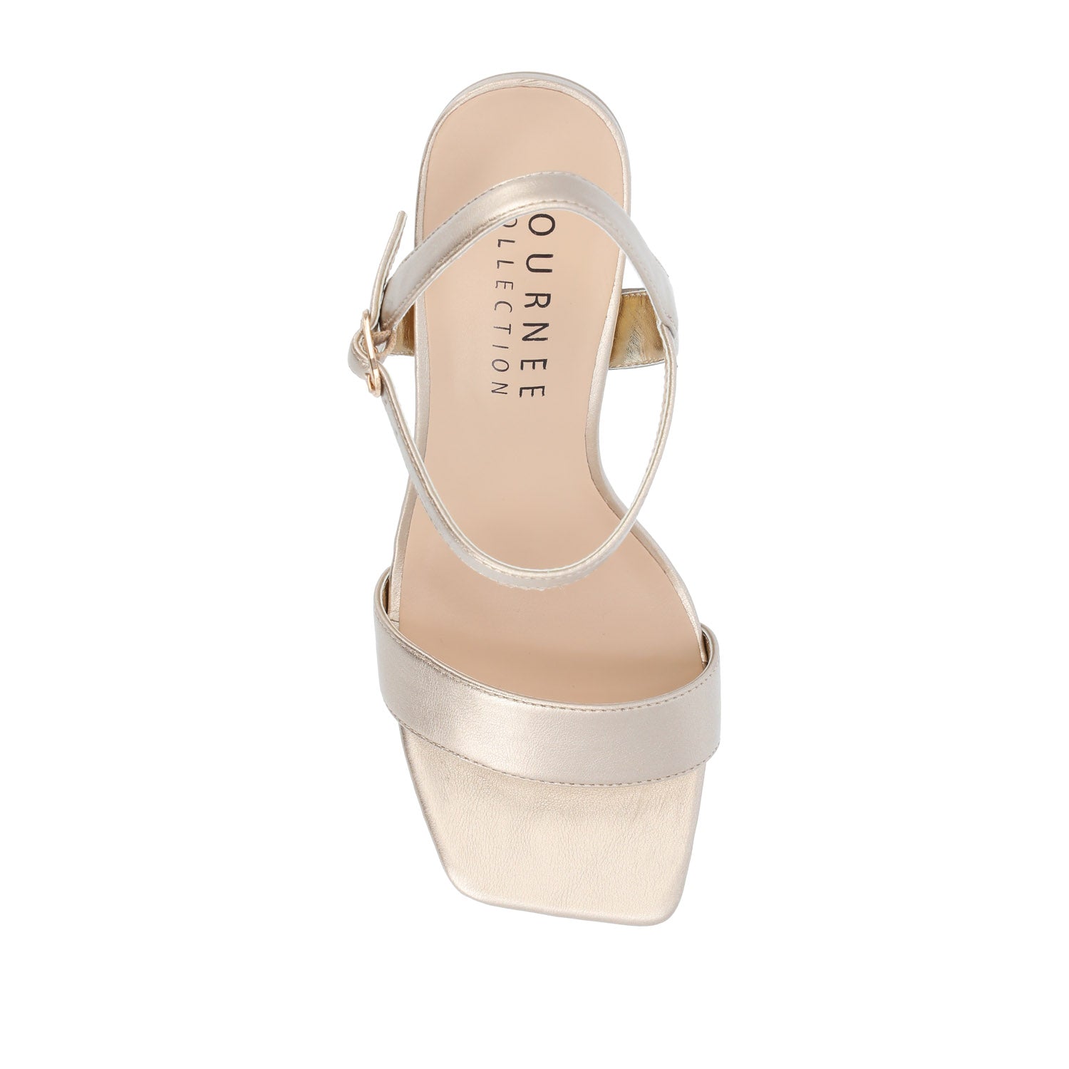 TIVONA STRAPPY BLOCK HEELS IN STATEMENT - Gold PU