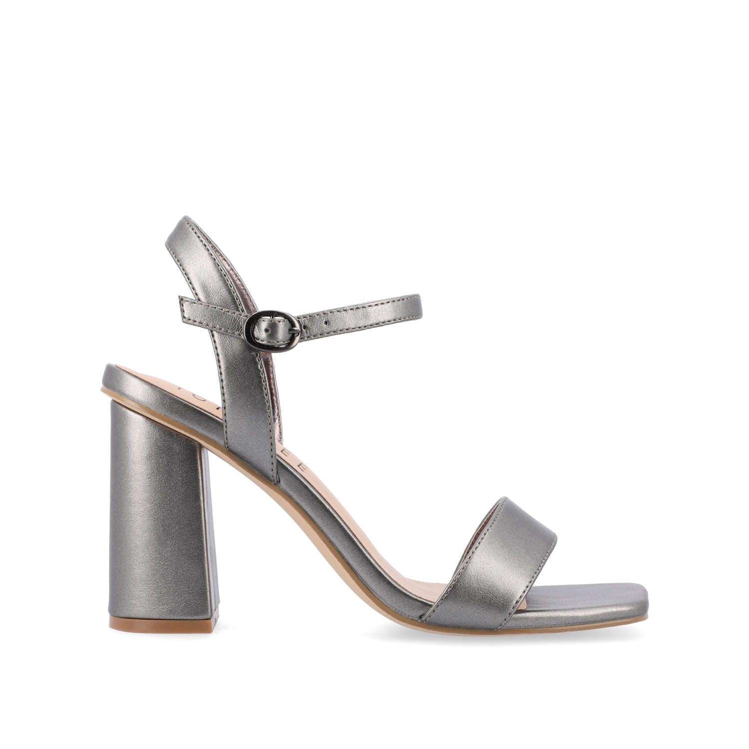 TIVONA STRAPPY BLOCK HEELS IN VEGAN LEATHER - Pewter PU