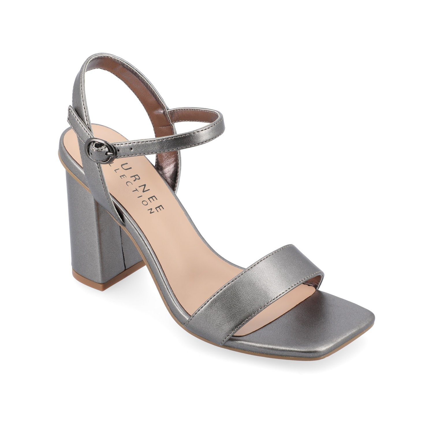 TIVONA STRAPPY BLOCK HEELS IN VEGAN LEATHER - Pewter PU