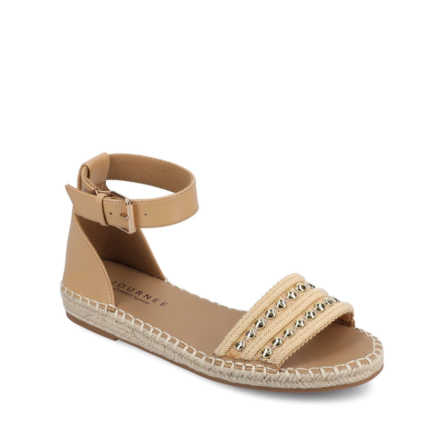 TRISTEEN ESPADRILLE SANDALS IN FABRIC - Tan/Beading